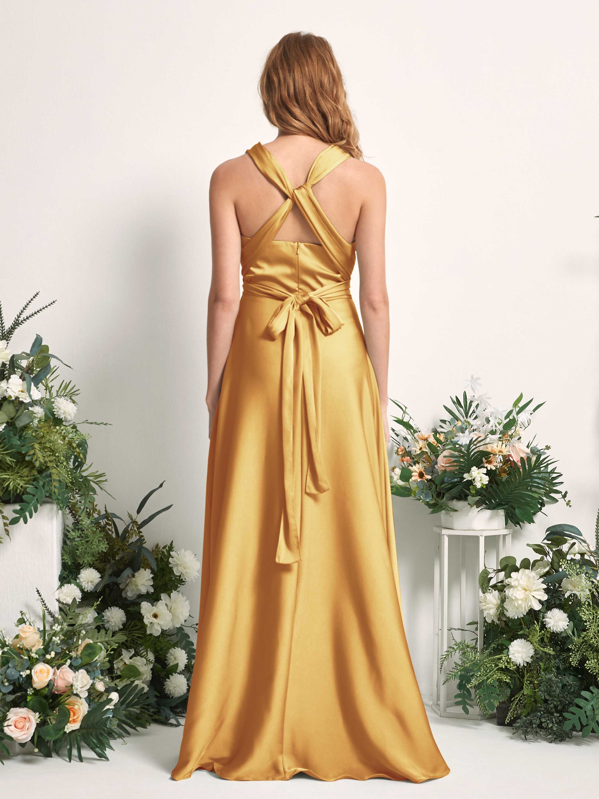 Mirabelle Canary Satin Maxi Dress