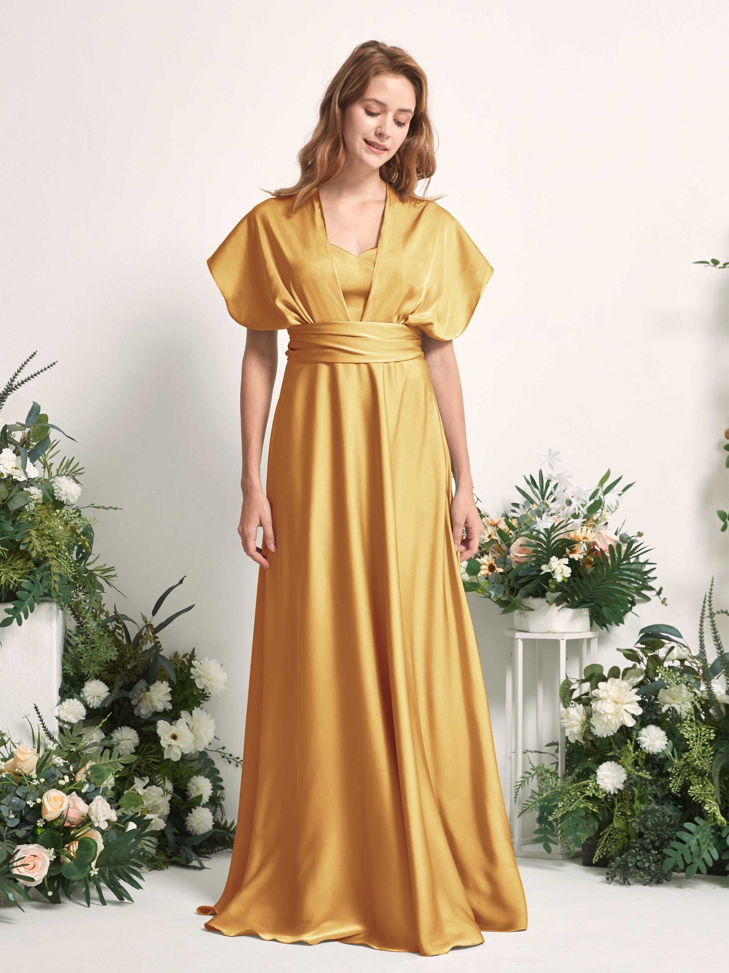 Mirabelle Canary Satin Maxi Dress