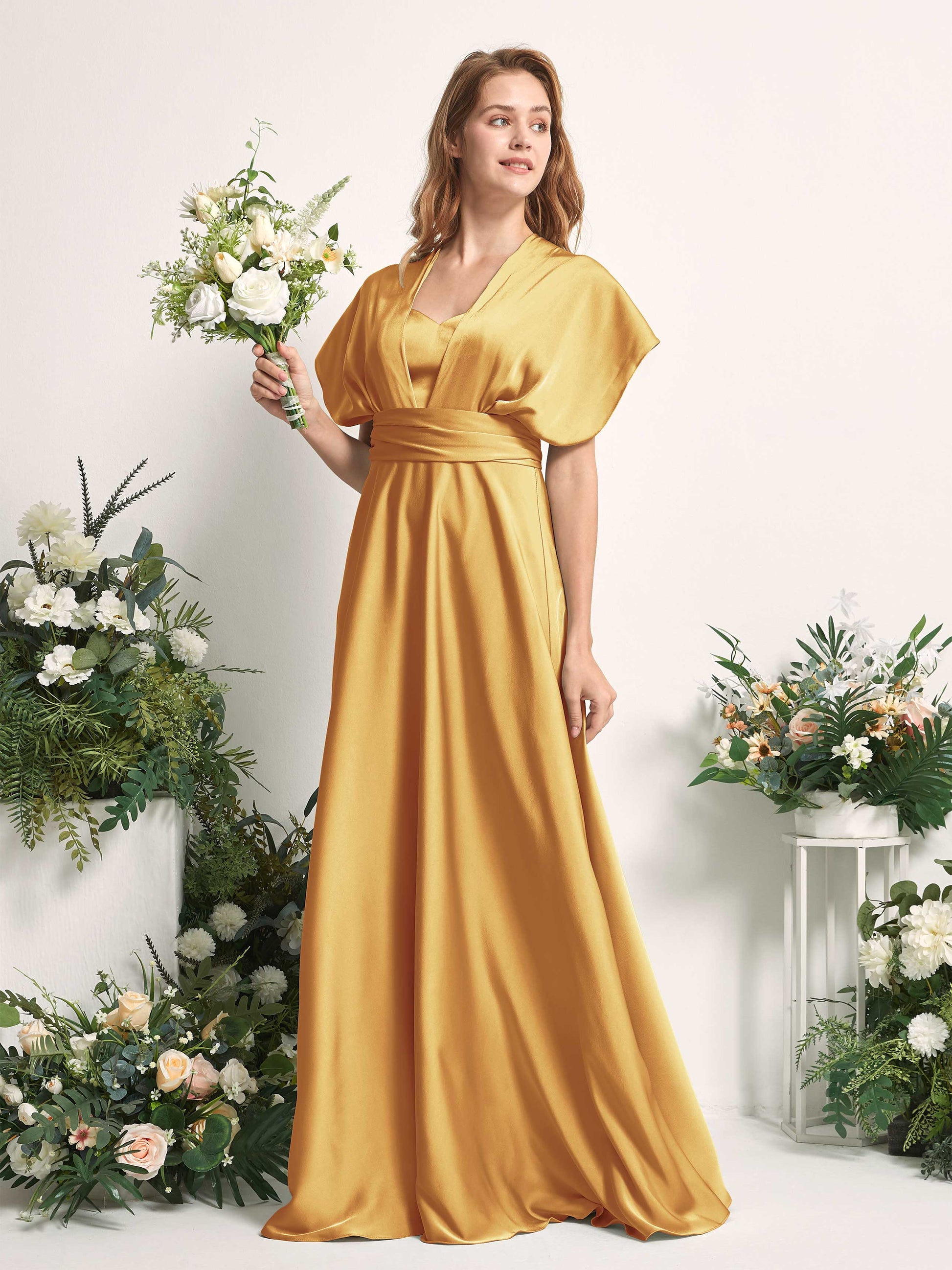 Mirabelle Canary Satin Maxi Dress