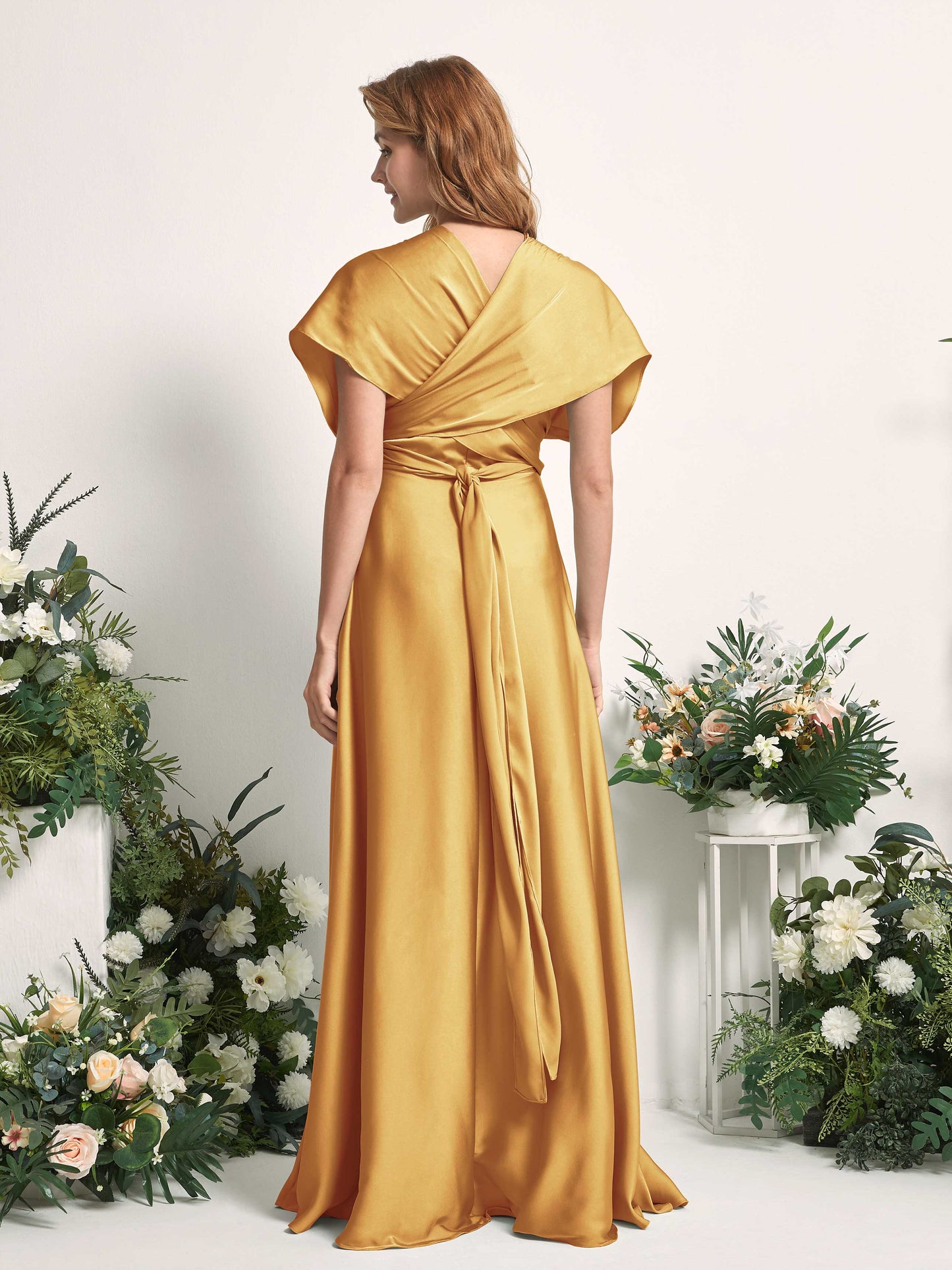 Mirabelle Canary Satin Maxi Dress