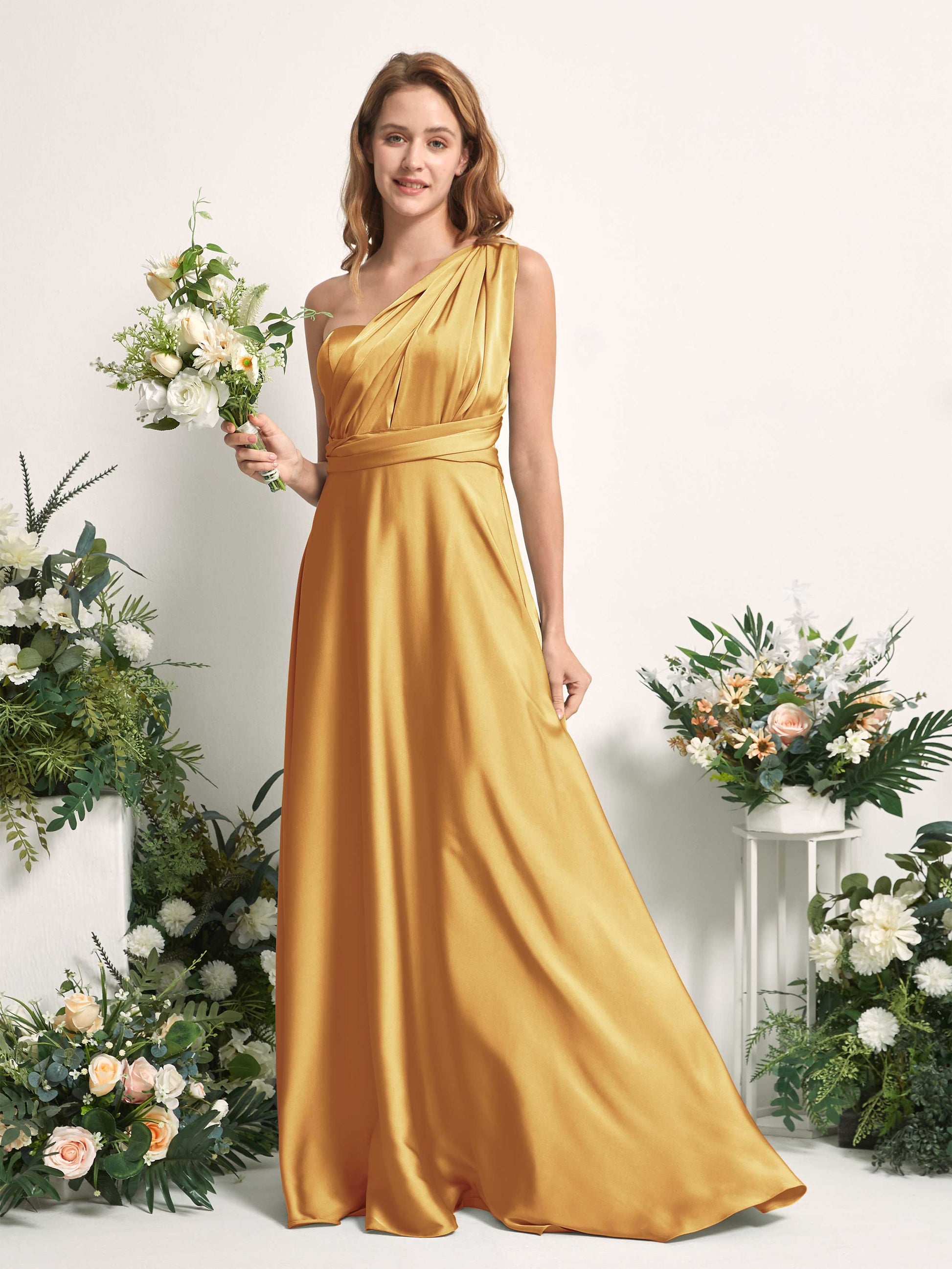 Mirabelle Canary Satin Maxi Dress