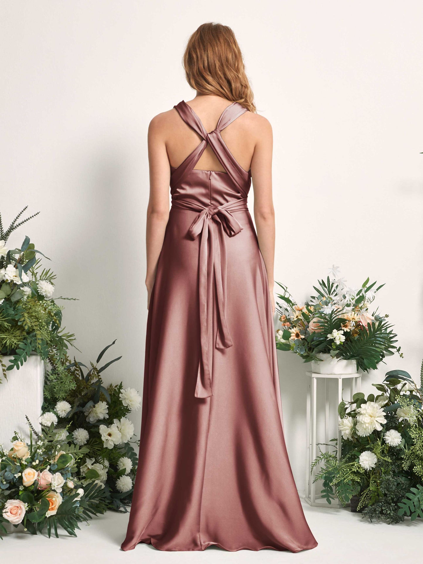 Mirabelle Desert Rose Satin Maxi Dress