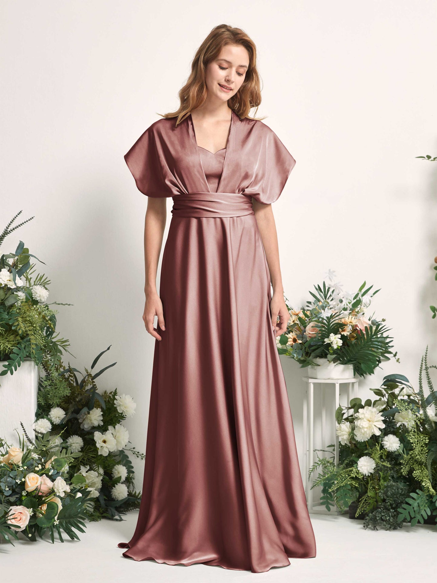 Mirabelle Desert Rose Satin Maxi Dress