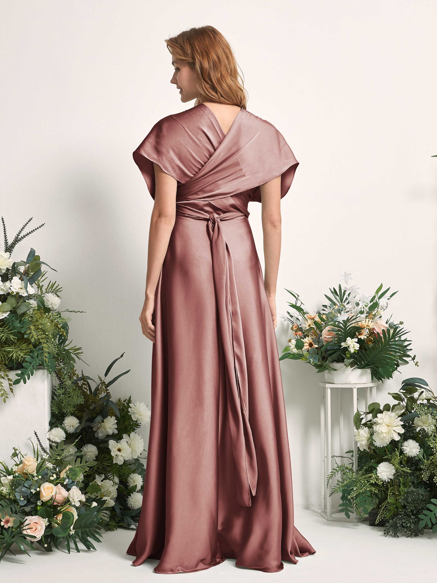 Mirabelle Desert Rose Satin Maxi Dress