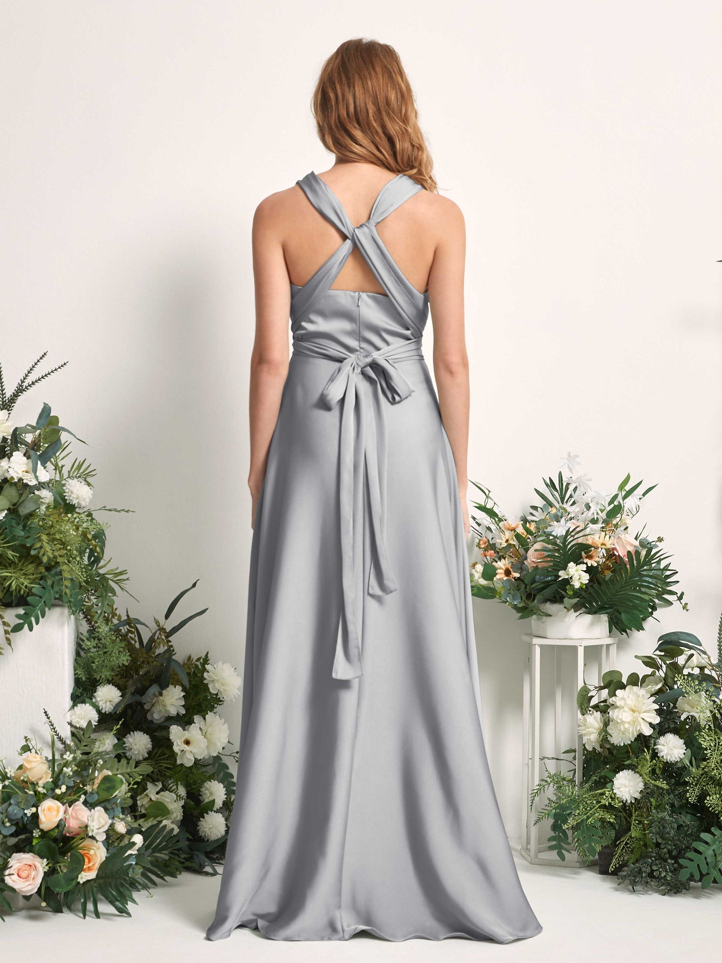 Mirabelle Dove Satin Maxi Dress