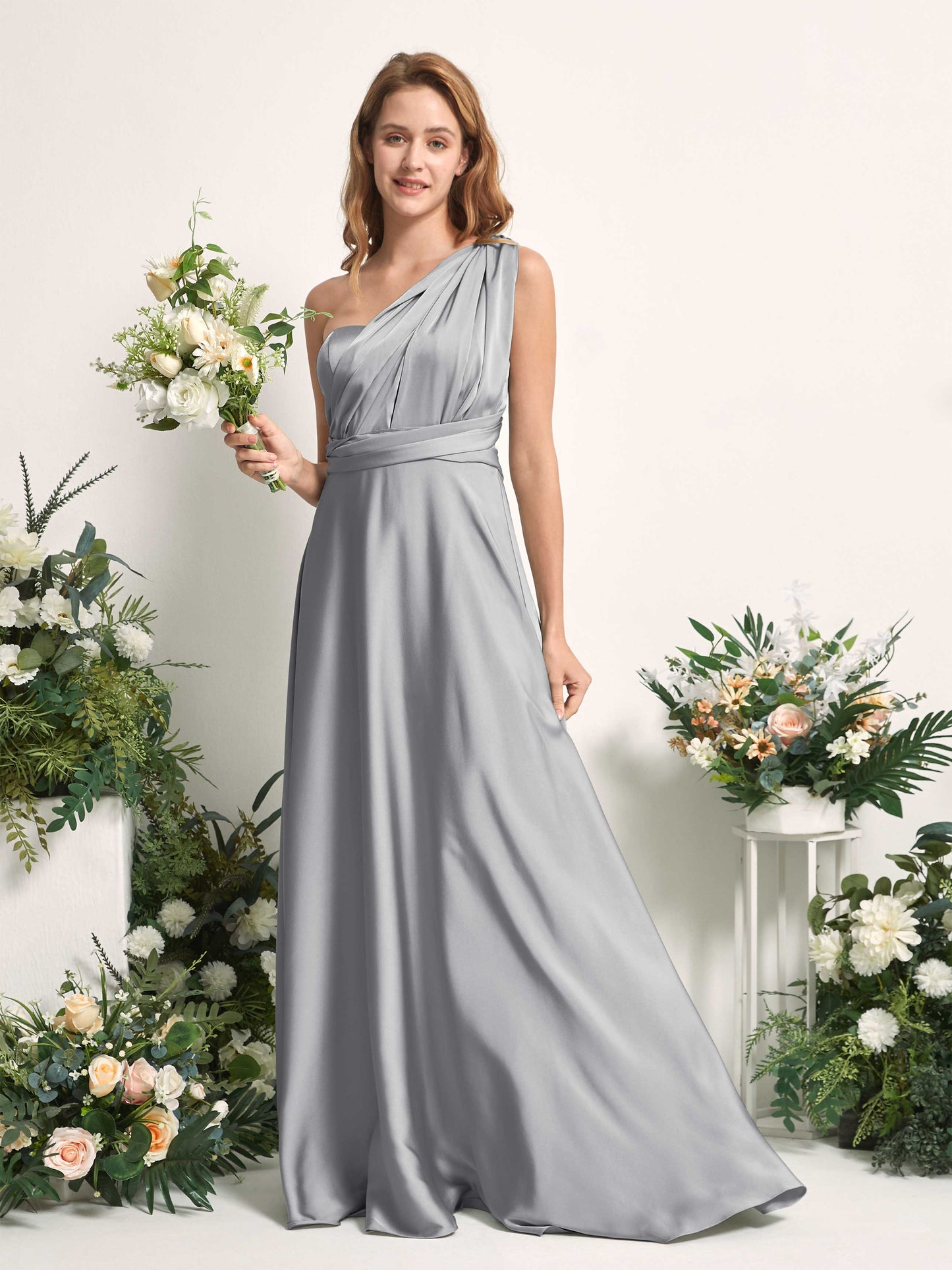 Mirabelle Dove Satin Maxi Dress