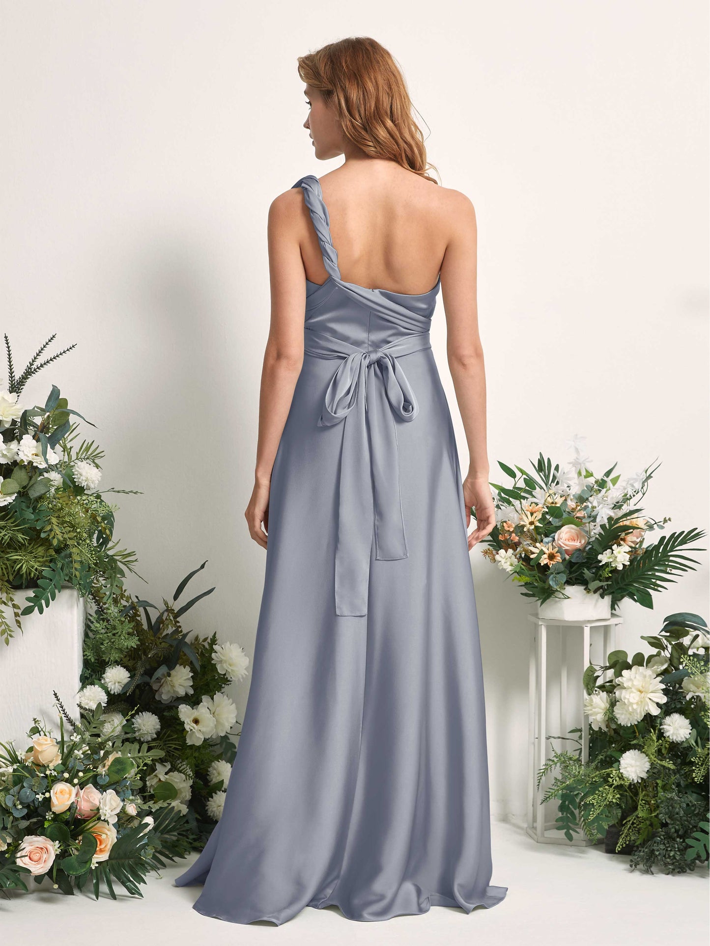 Mirabelle Dusty Blue Satin Maxi Dress