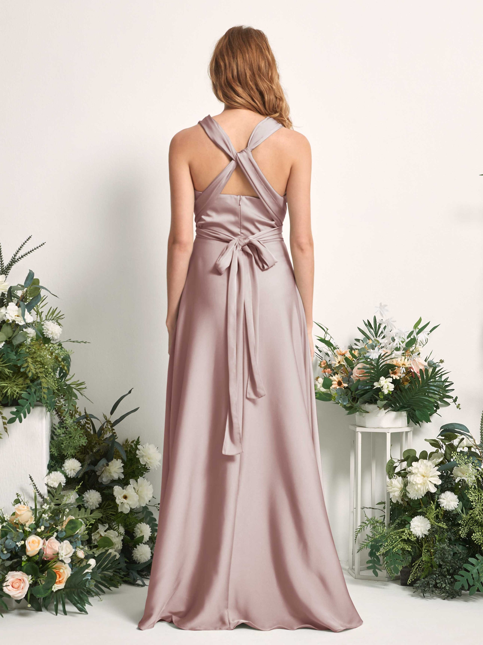 Mirabelle Dusty Rose Satin Maxi Dress