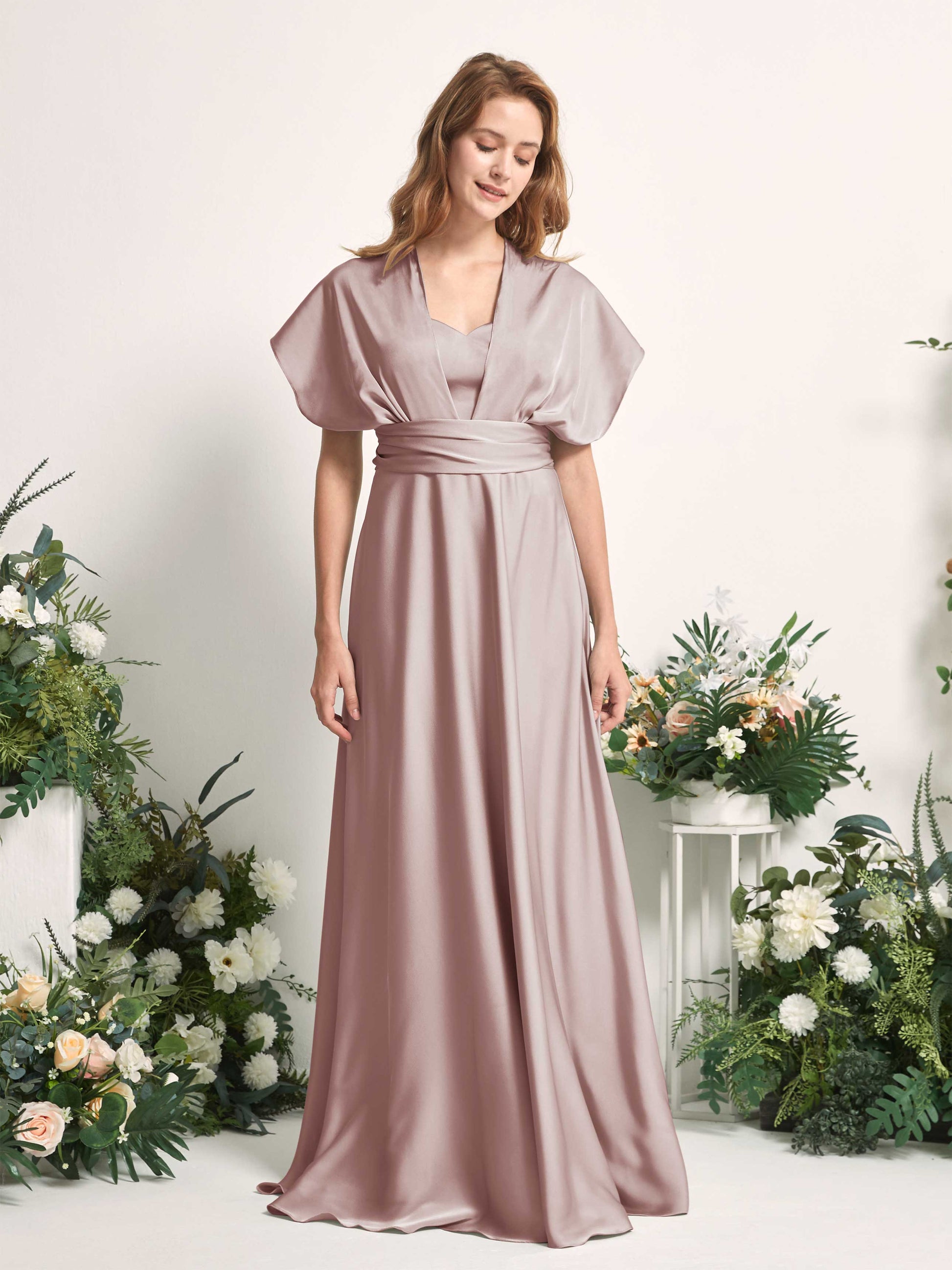 Mirabelle Dusty Rose Satin Maxi Dress