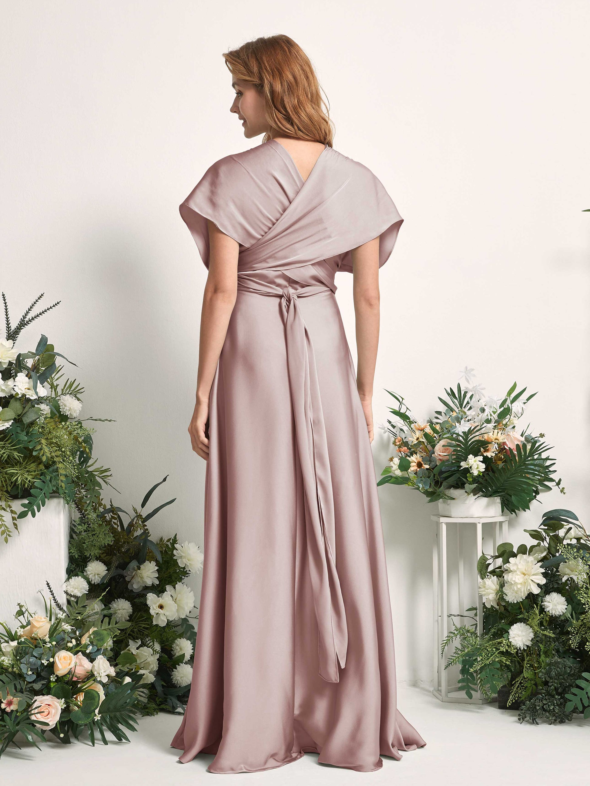 Mirabelle Dusty Rose Satin Maxi Dress