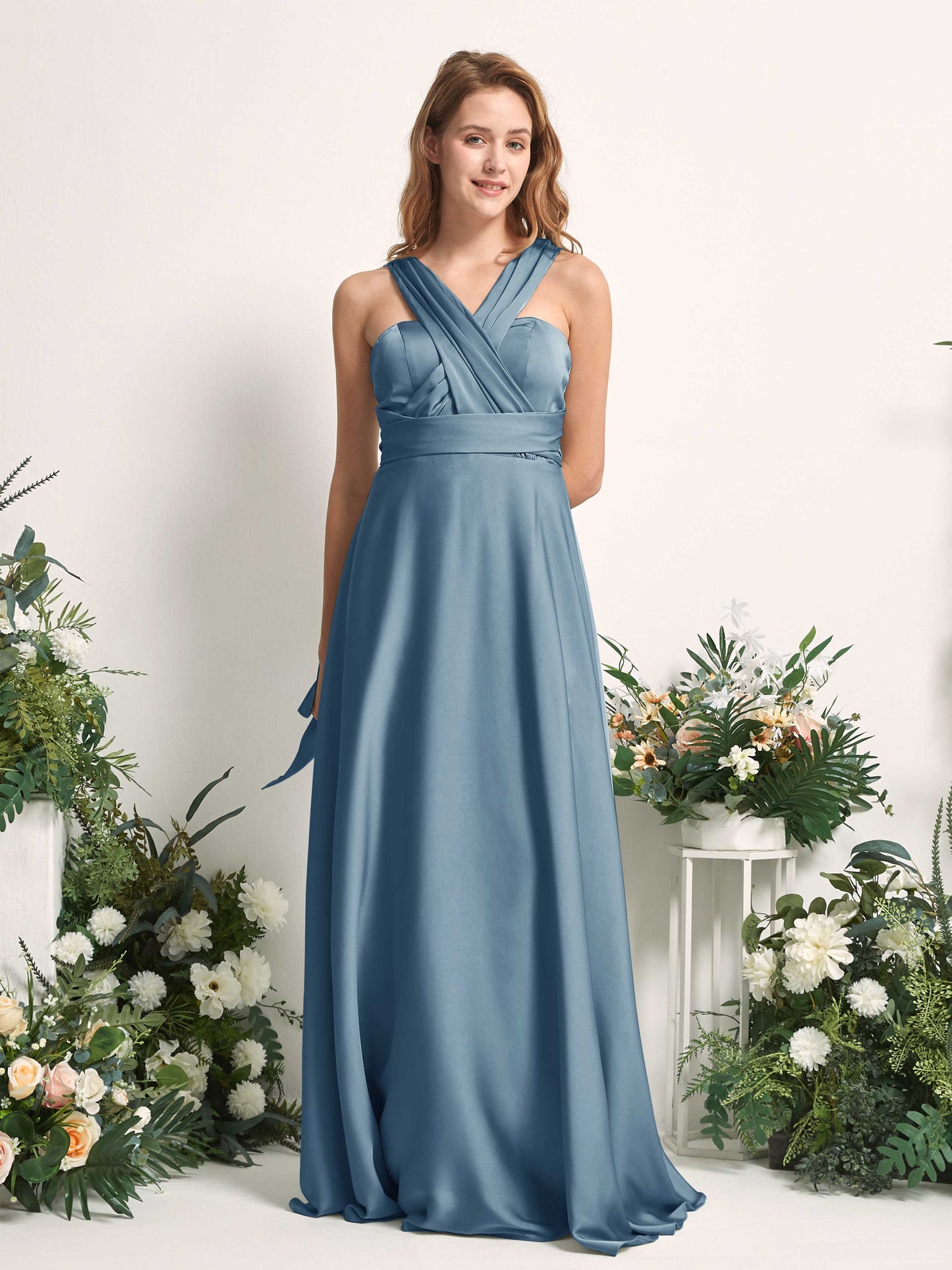 Mirabelle Ink blue Satin Maxi Dress