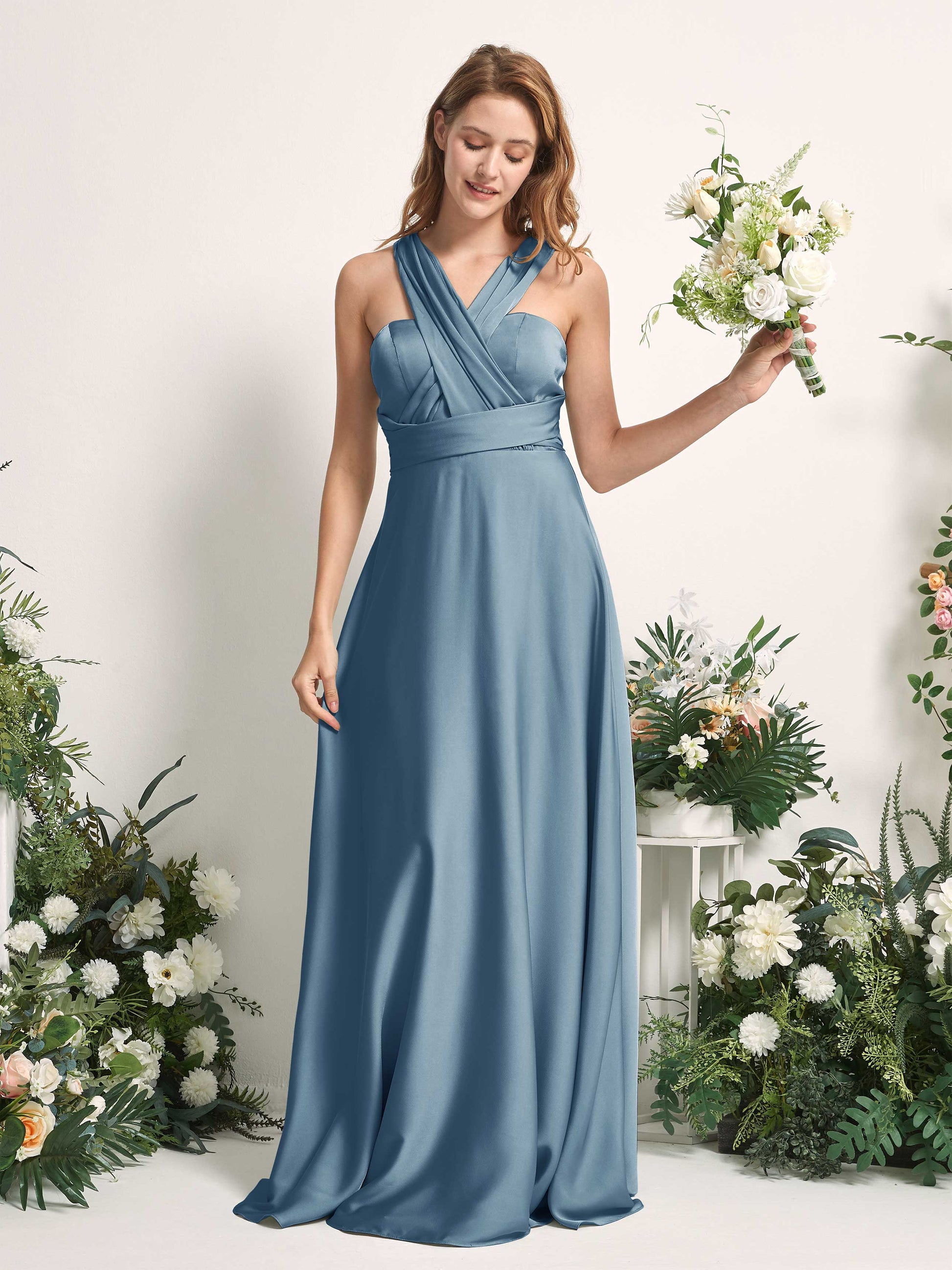 Mirabelle Ink blue Satin Maxi Dress