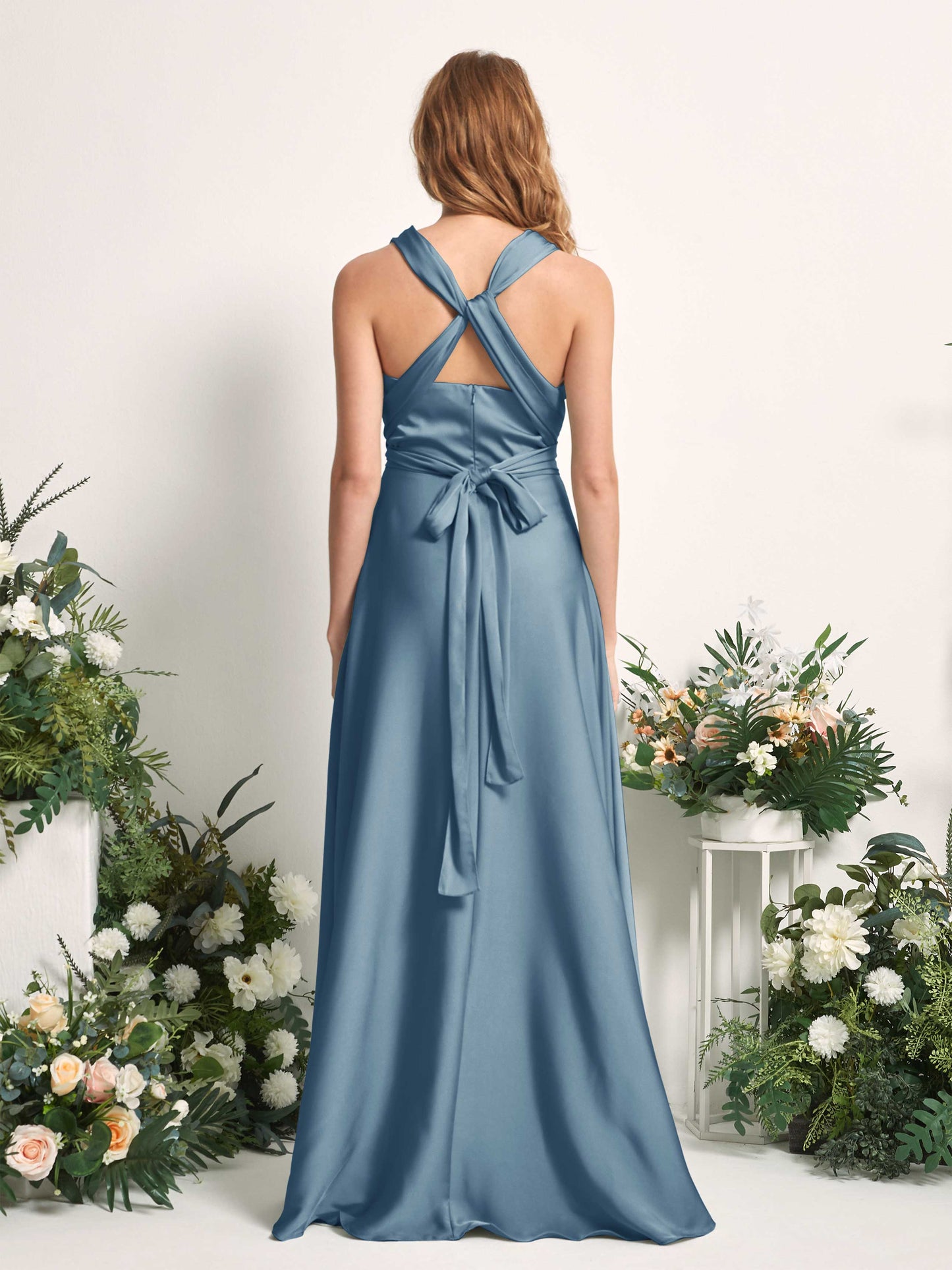 Mirabelle Ink blue Satin Maxi Dress