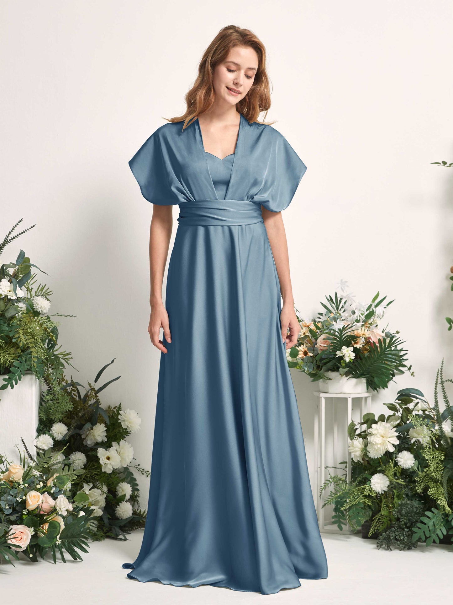 Mirabelle Ink blue Satin Maxi Dress