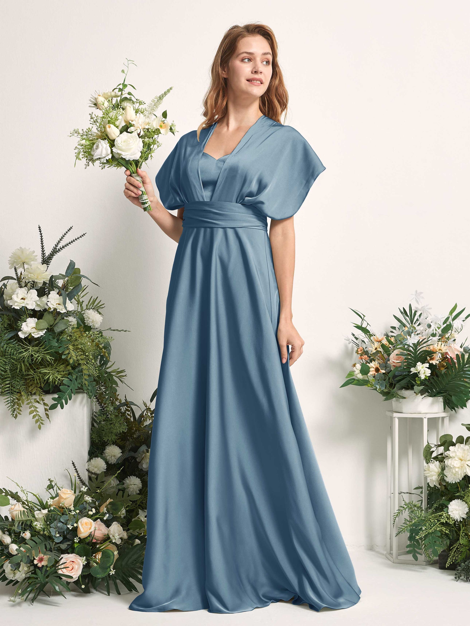 Mirabelle Ink blue Satin Maxi Dress