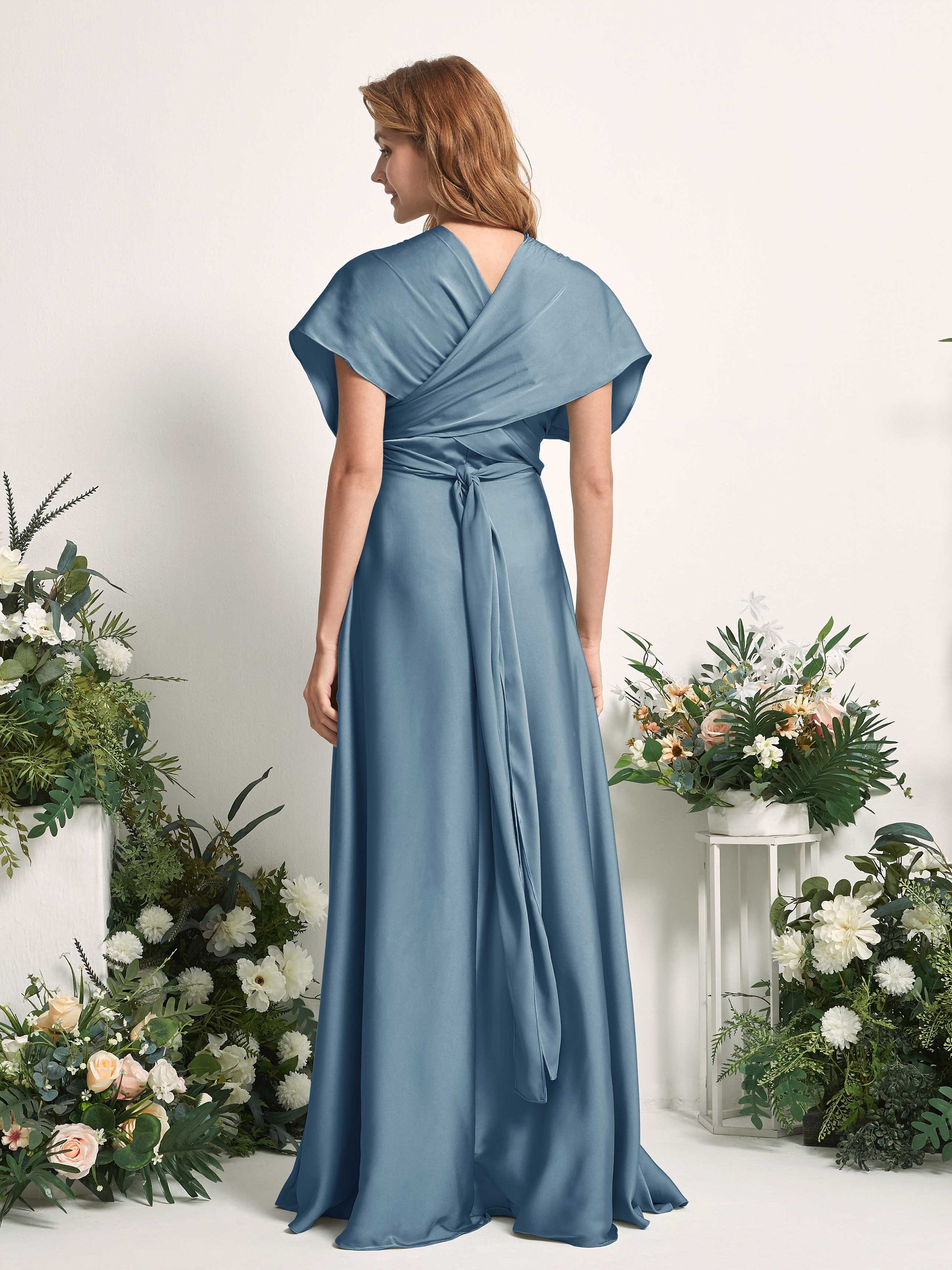 Mirabelle Ink blue Satin Maxi Dress