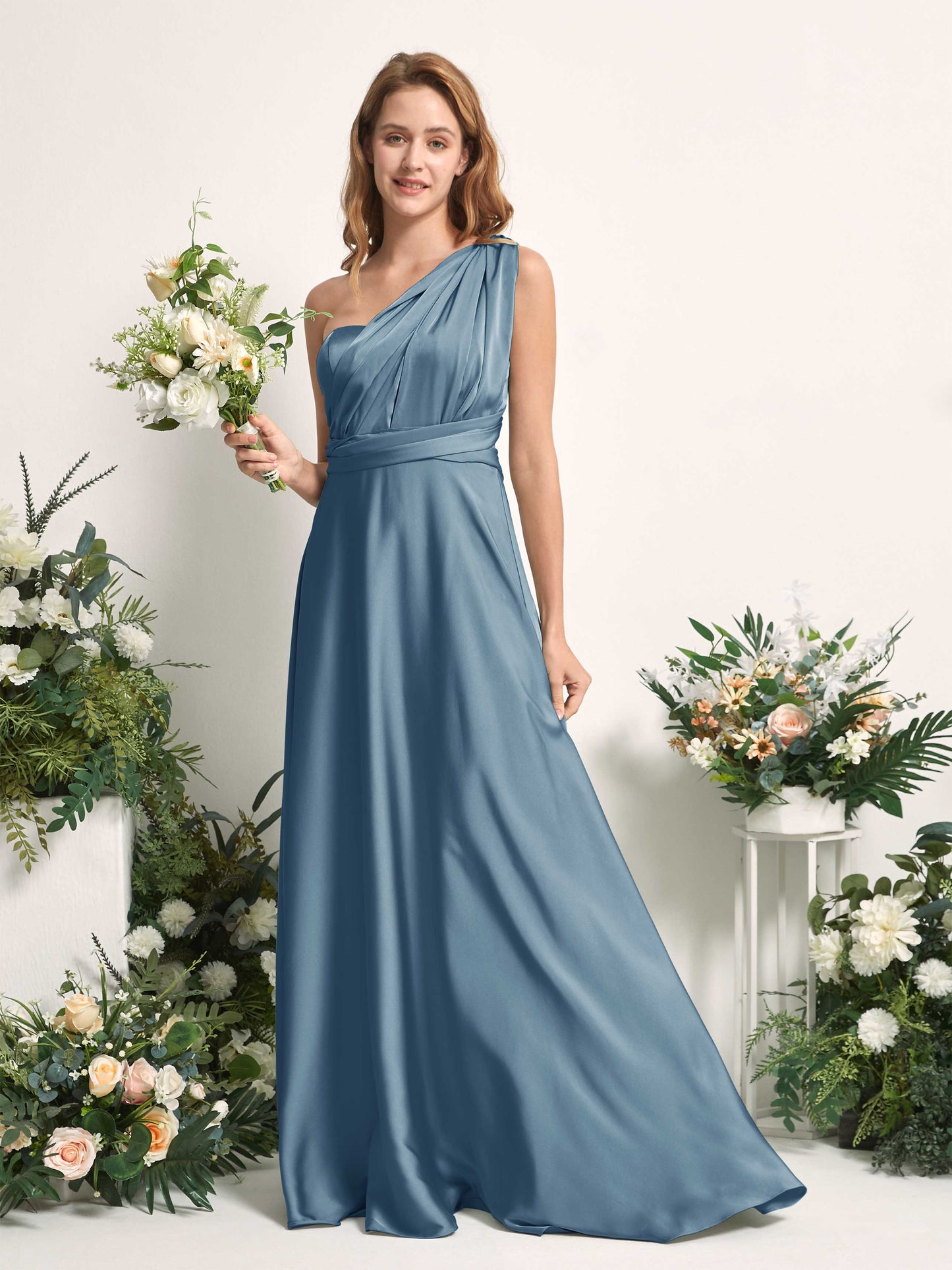 Mirabelle Ink blue Satin Maxi Dress