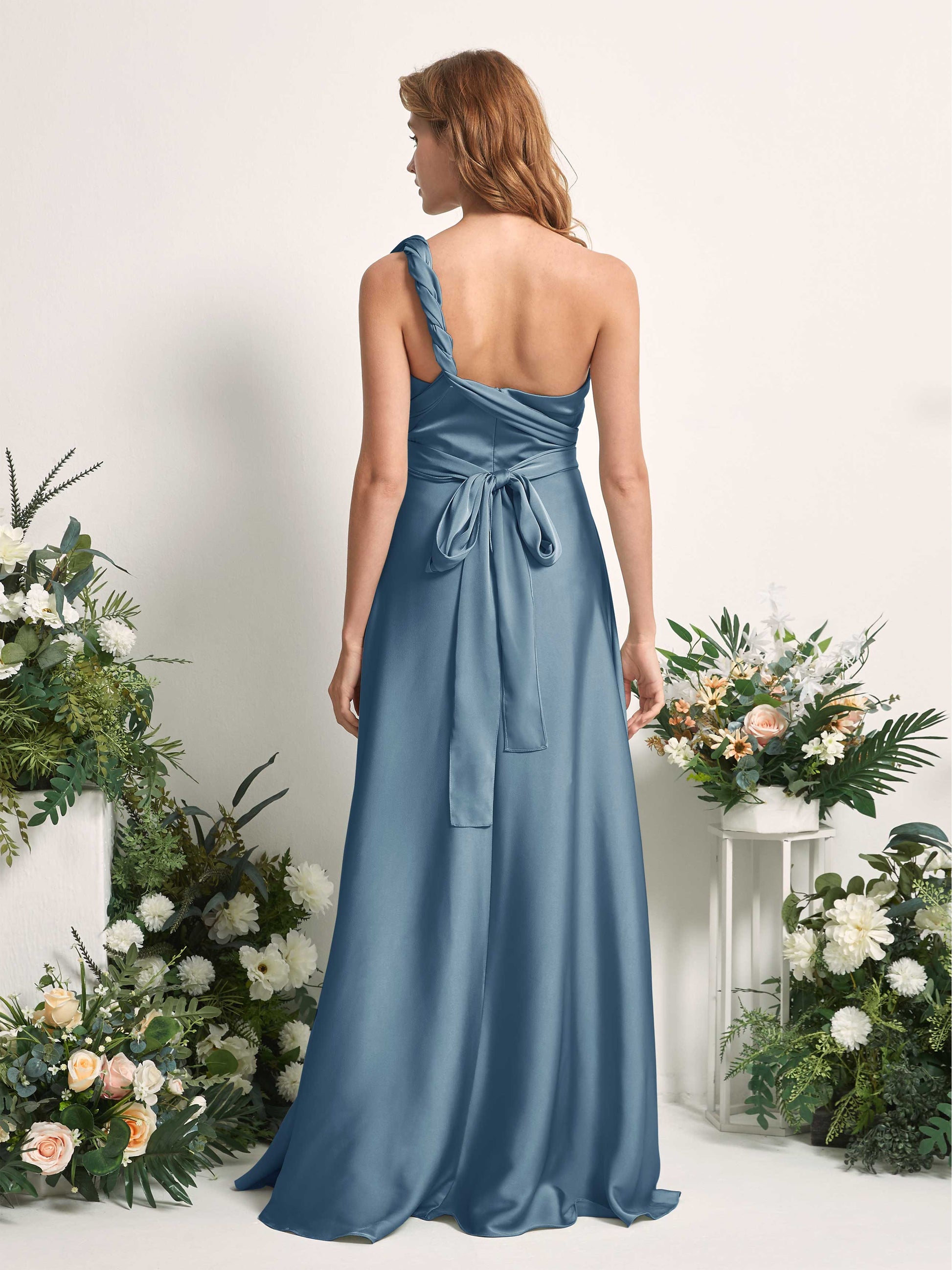 Mirabelle Ink blue Satin Maxi Dress