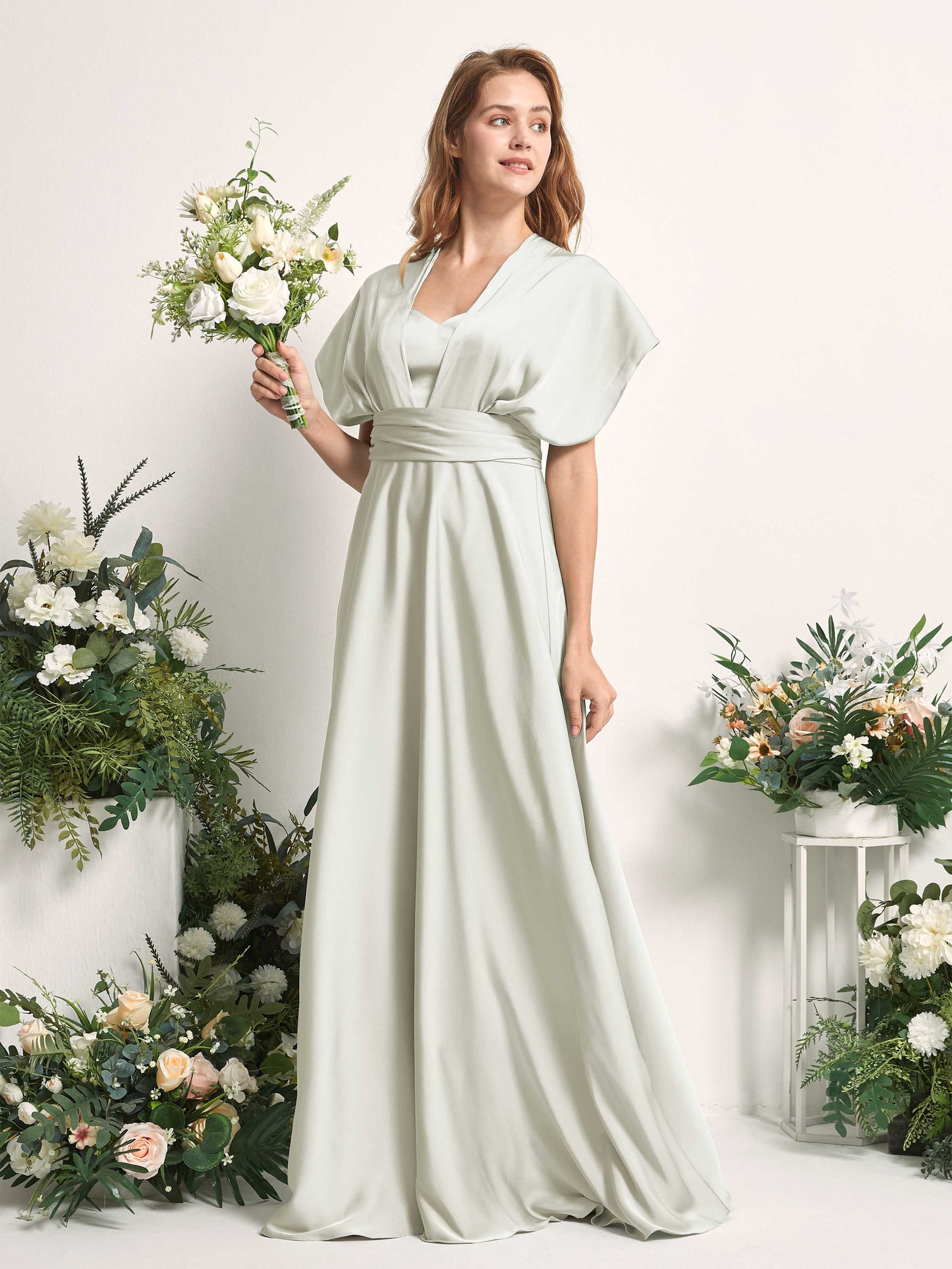 Mirabelle Ivory Satin Maxi Dress