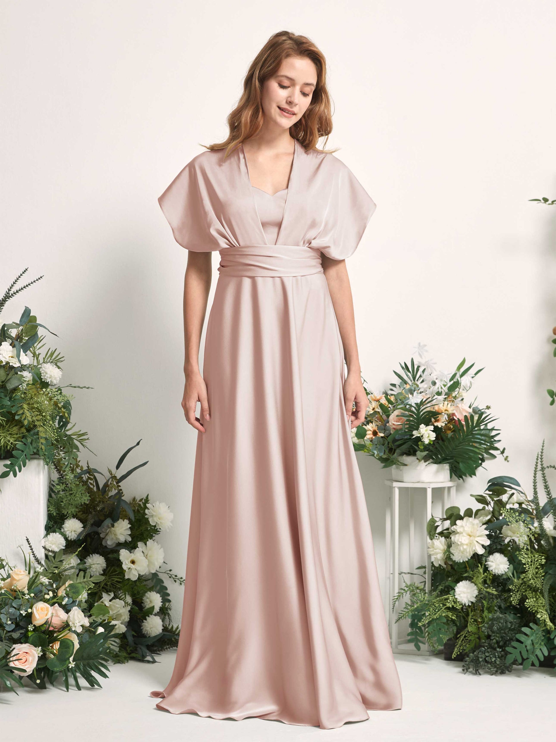 Mirabelle Pearl Pink Satin Maxi Dress