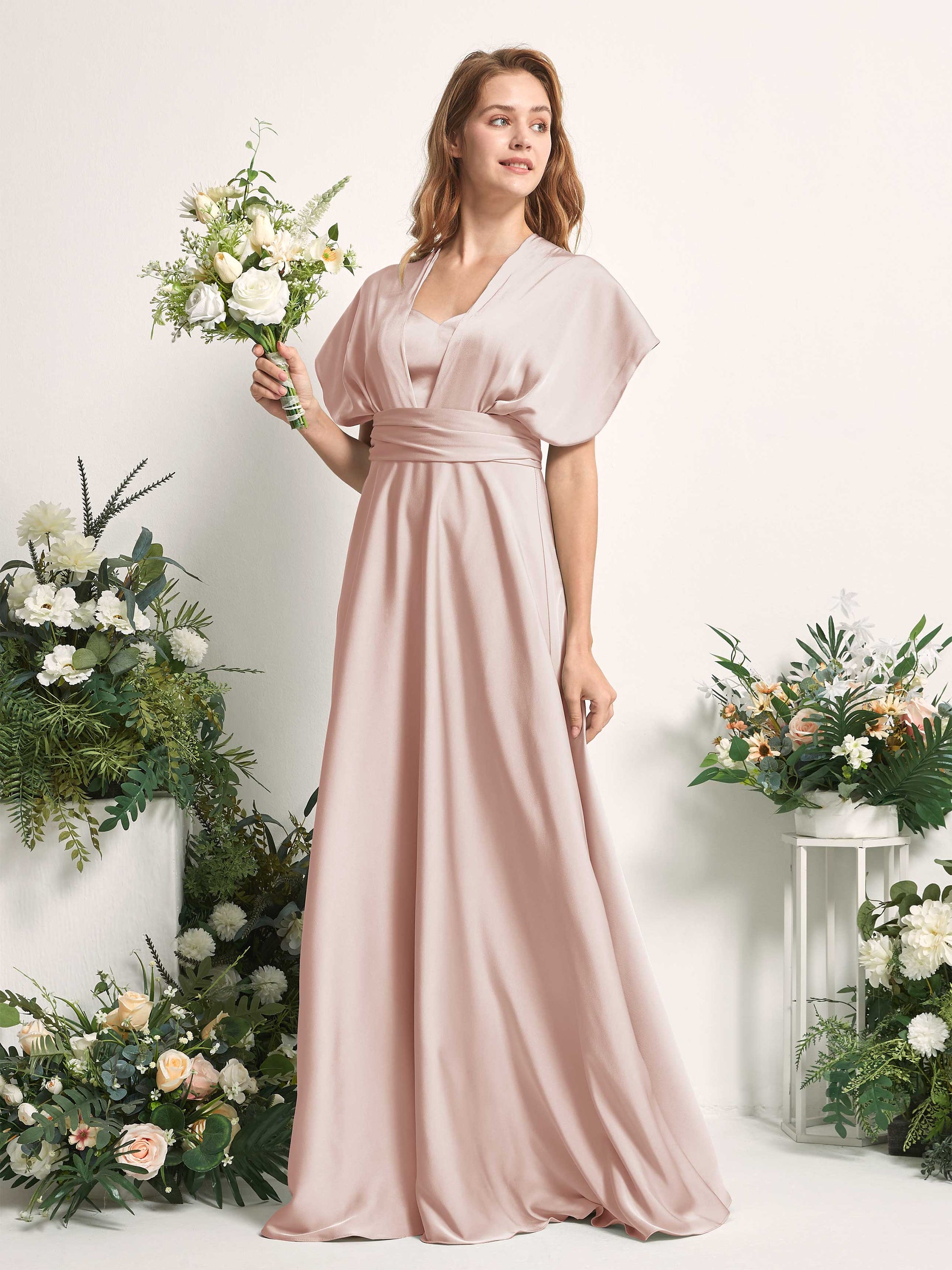 Mirabelle Pearl Pink Satin Maxi Dress