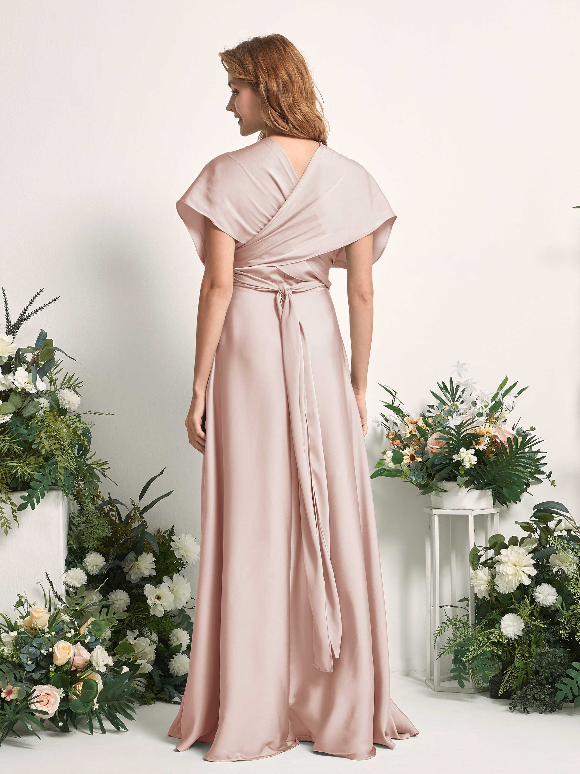 Mirabelle Pearl Pink Satin Maxi Dress