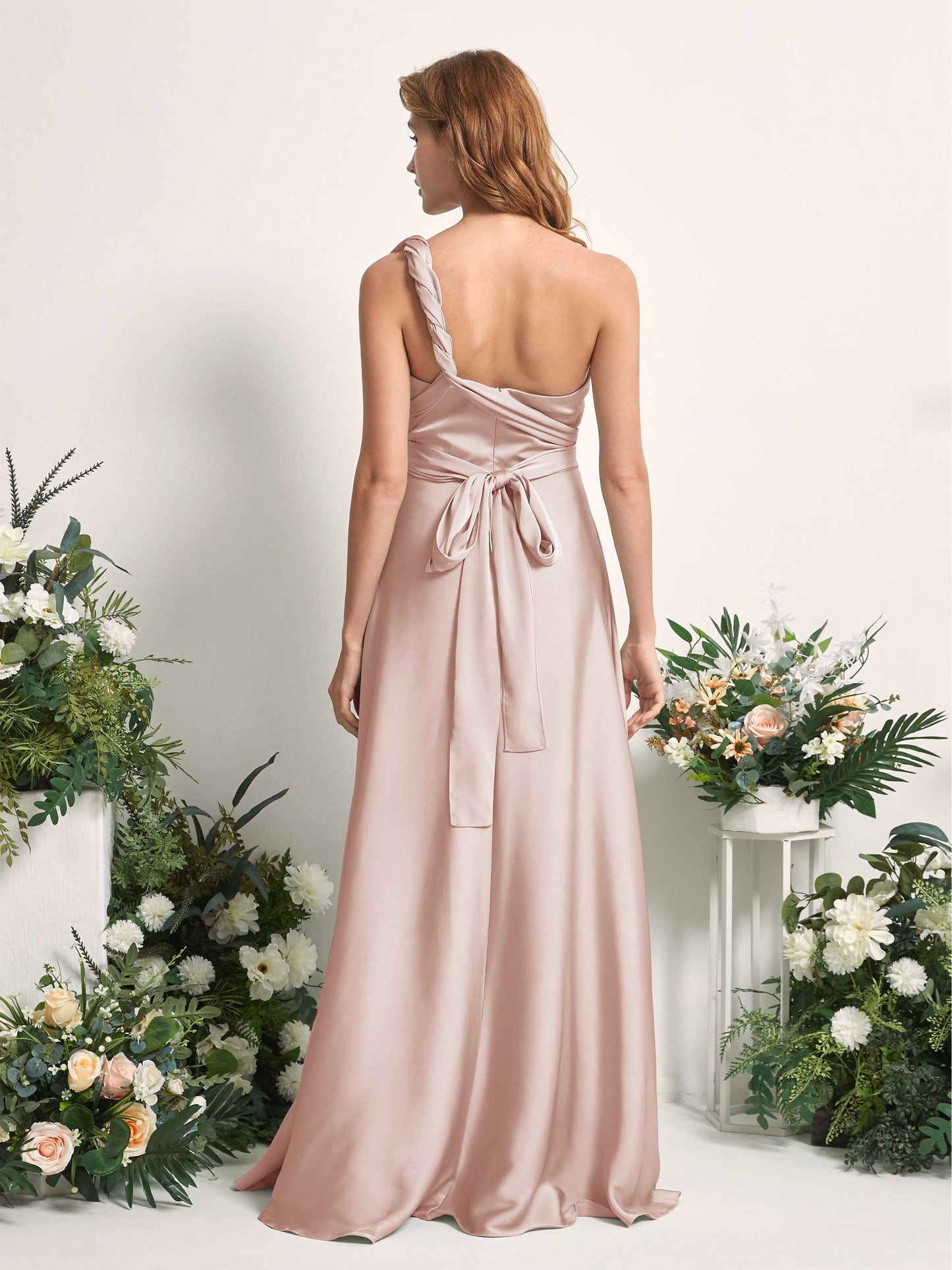 Mirabelle Pearl Pink Satin Maxi Dress