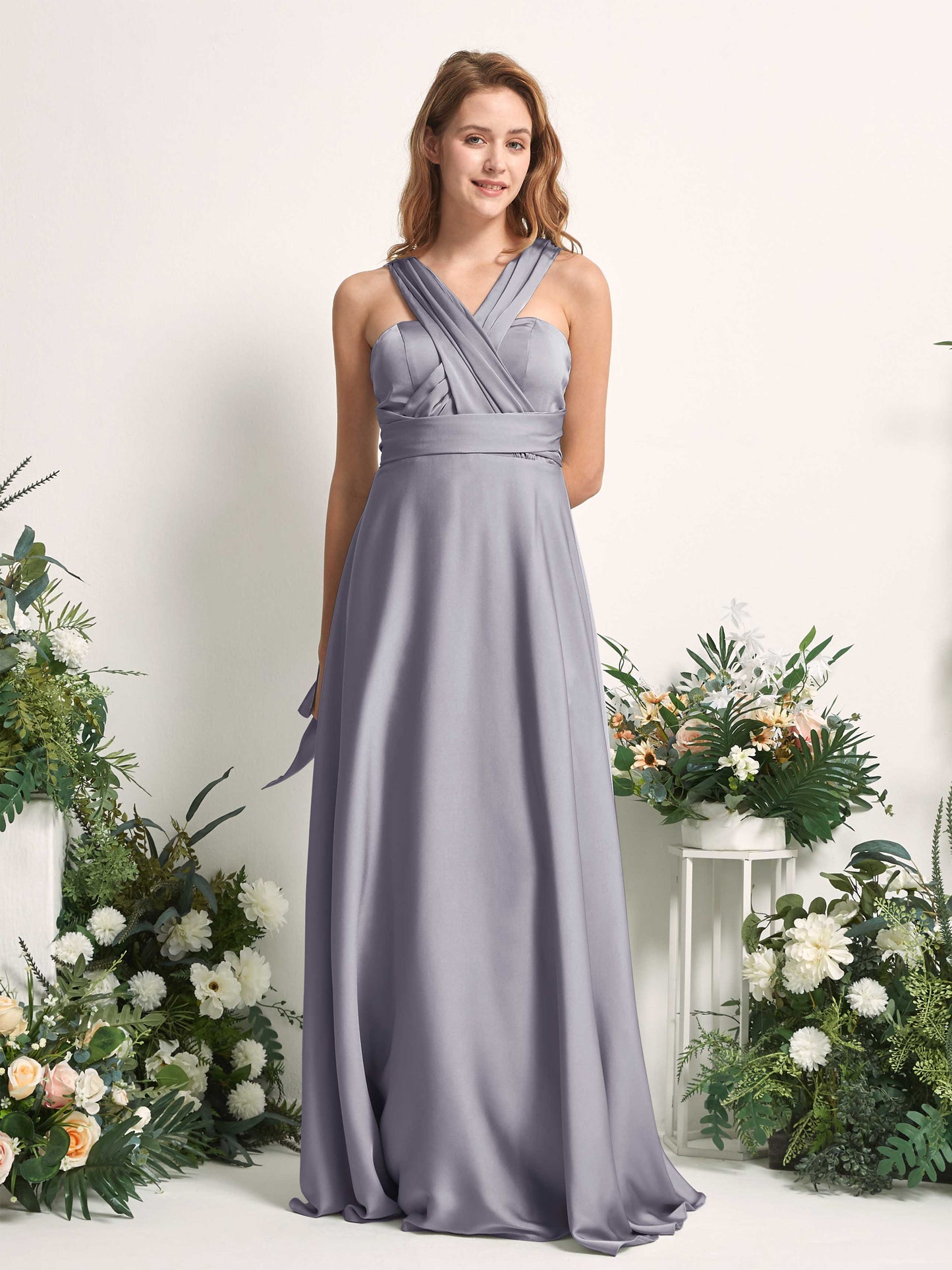 Mirabelle Purple Haze Satin Maxi Dress