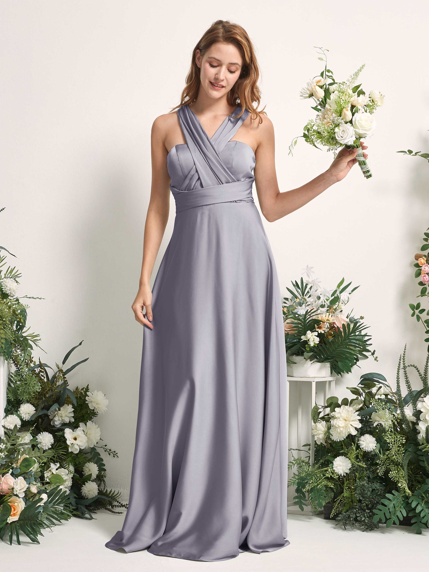 Mirabelle Purple Haze Satin Maxi Dress