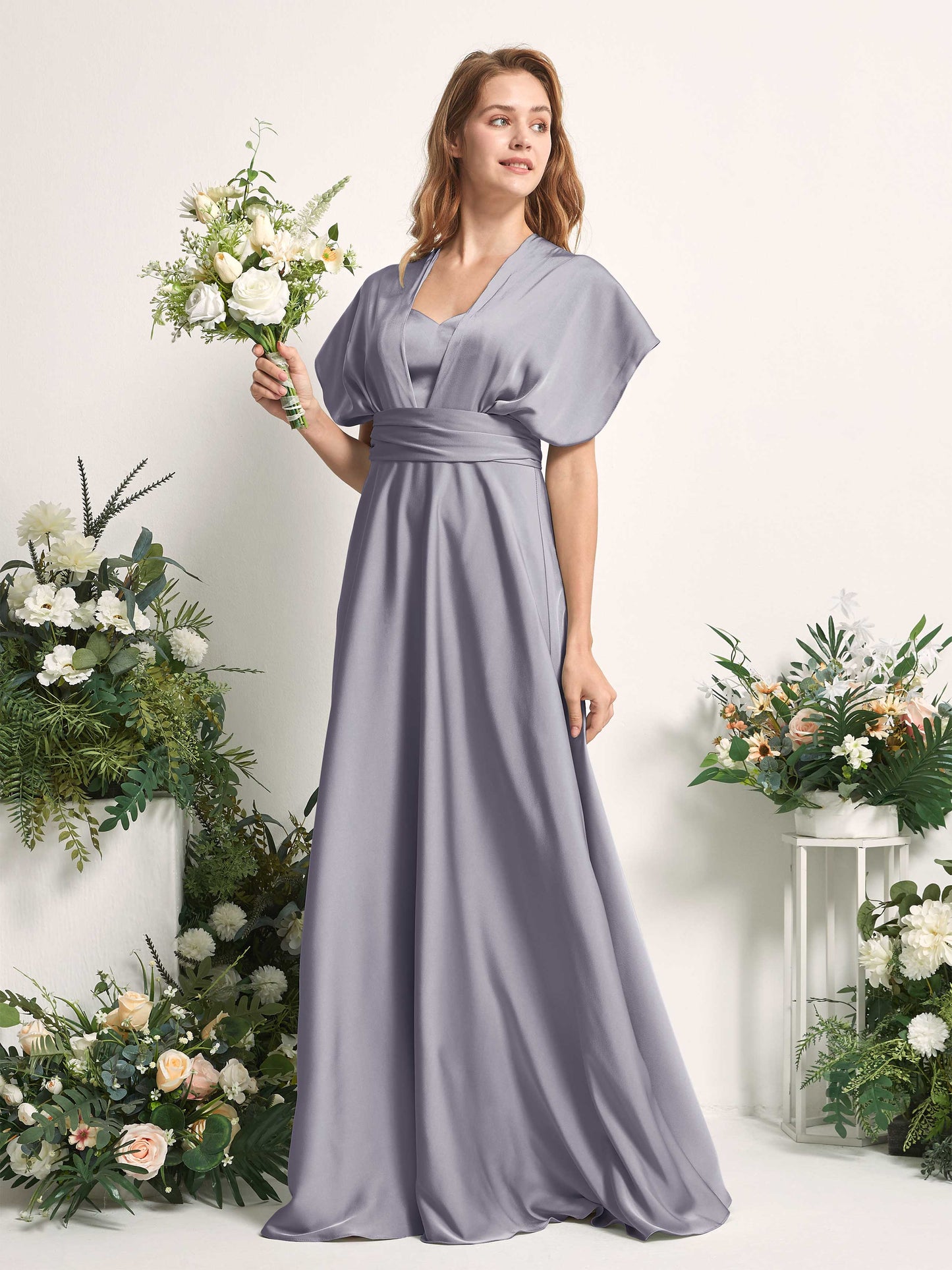 Mirabelle Purple Haze Satin Maxi Dress