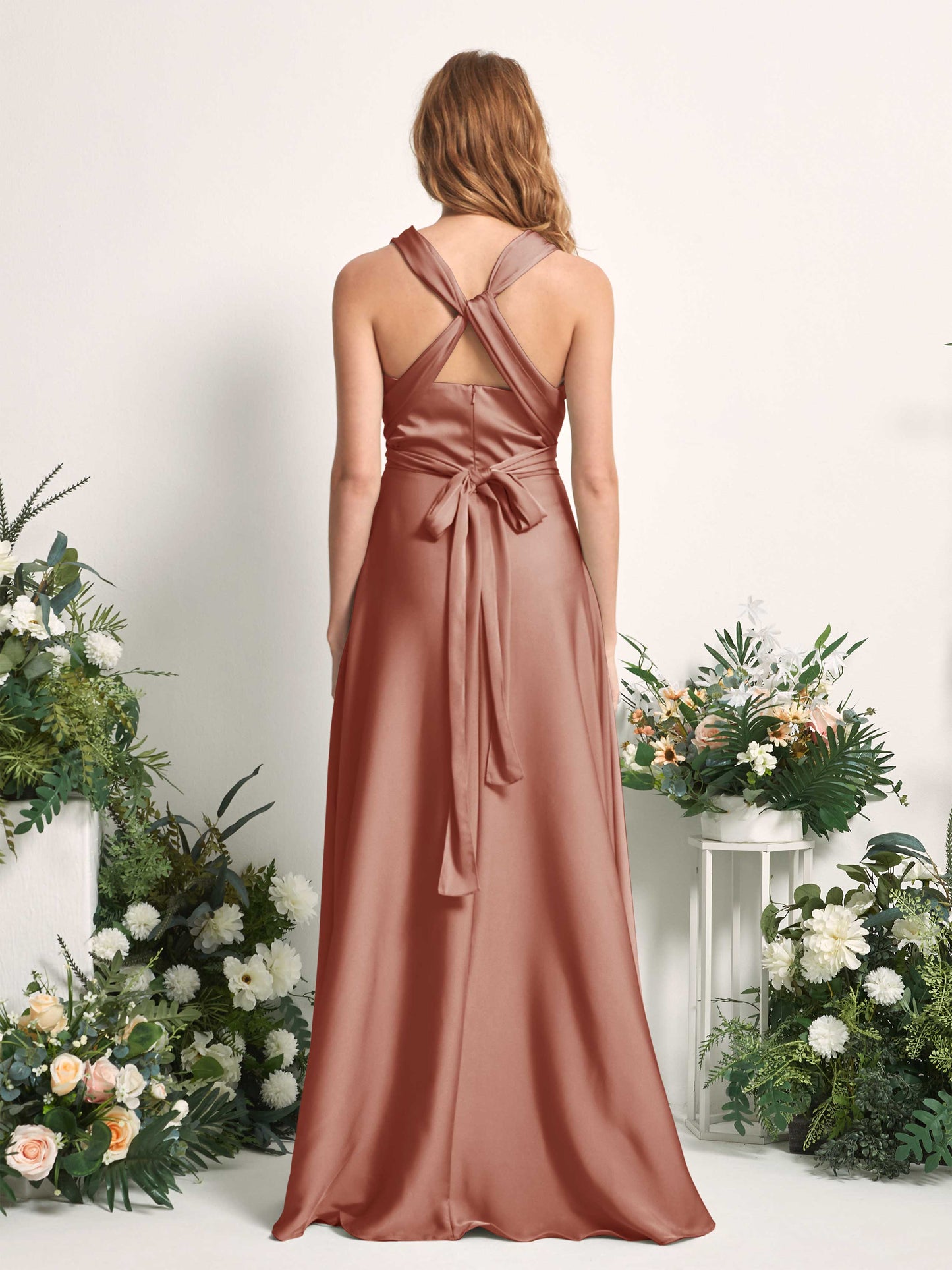 Mirabelle Raw Sienna Satin Maxi Dress