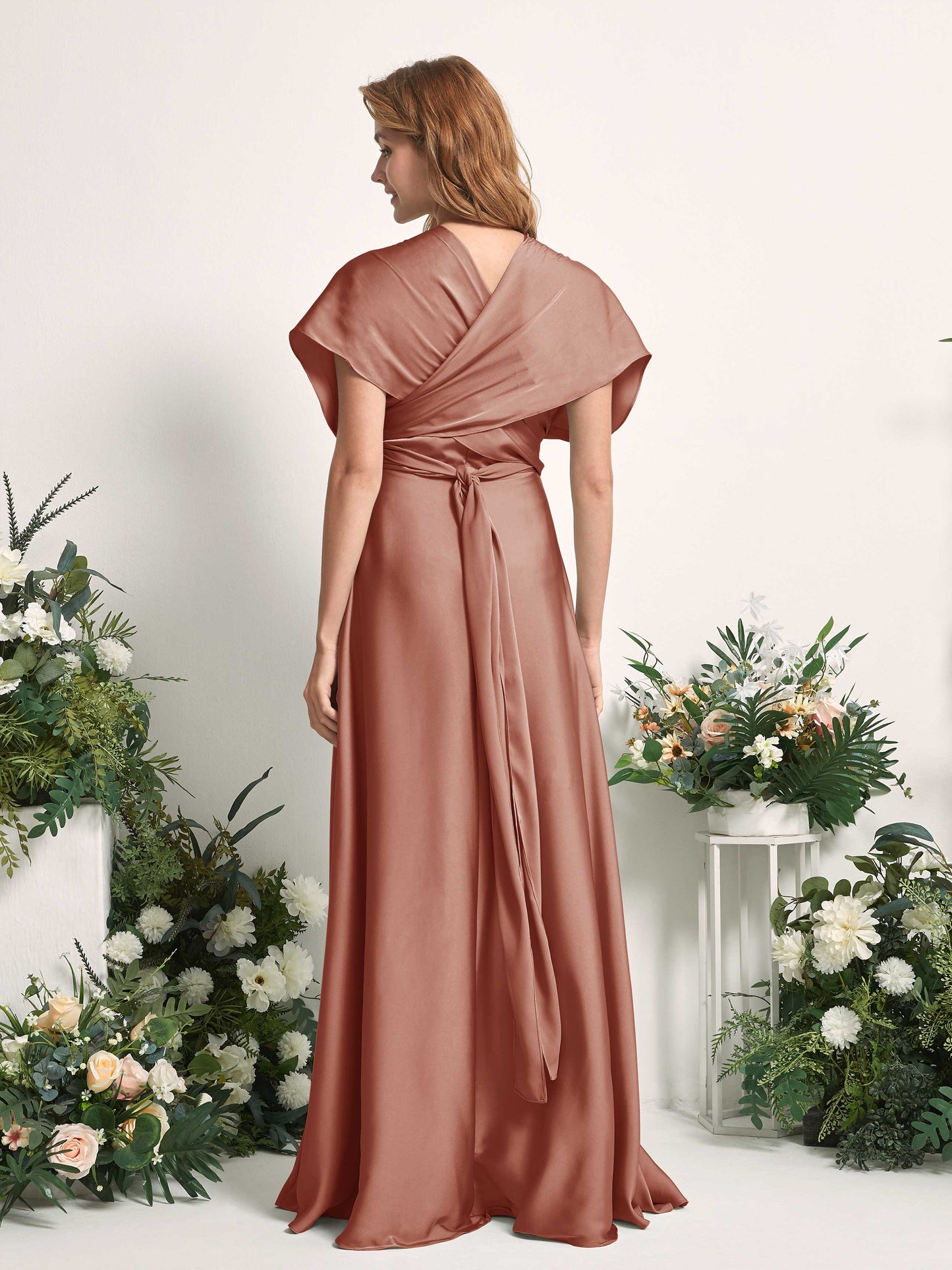 Mirabelle Raw Sienna Satin Maxi Dress