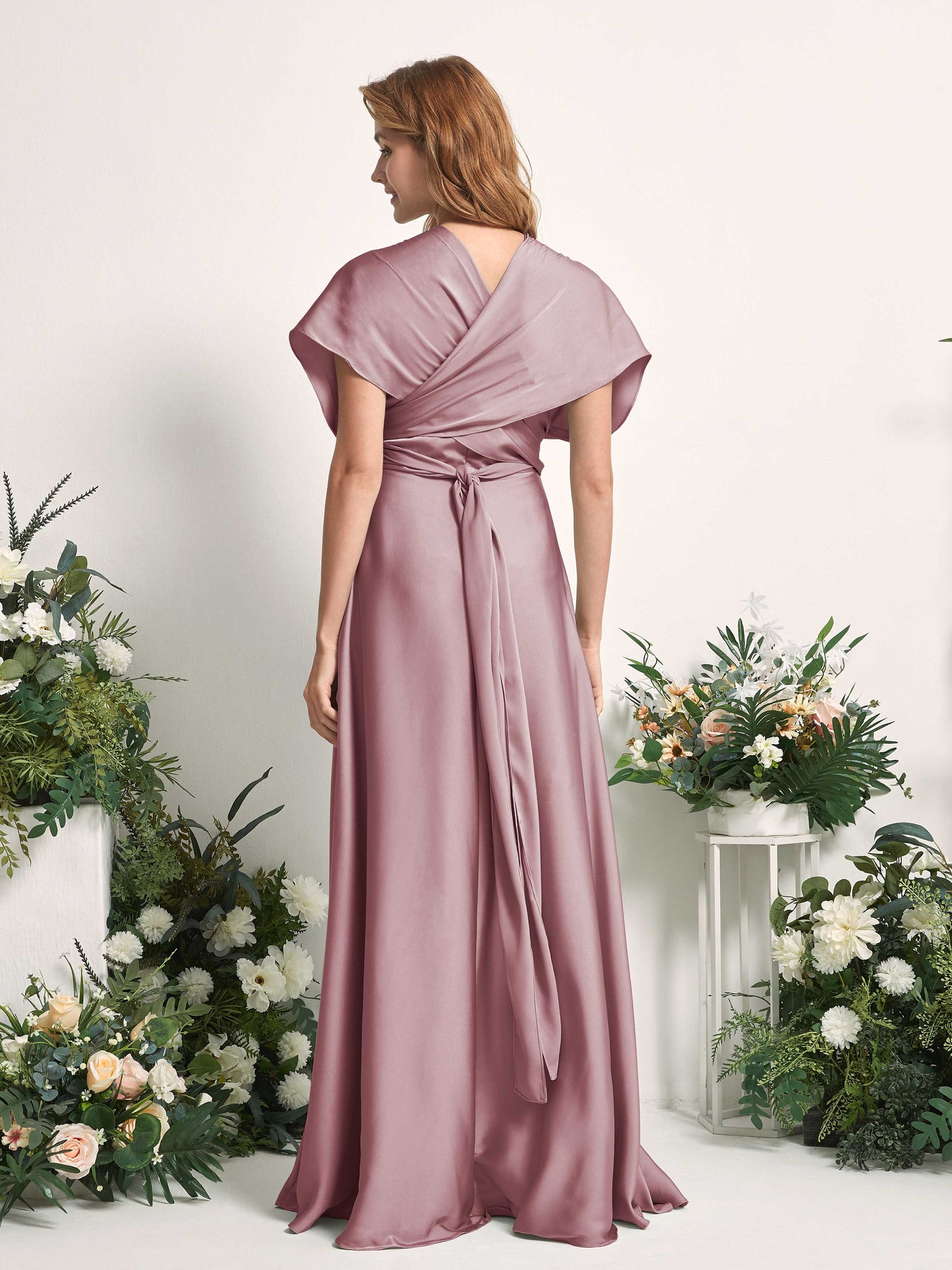 Mirabelle Rose Quartz Satin Maxi Dress