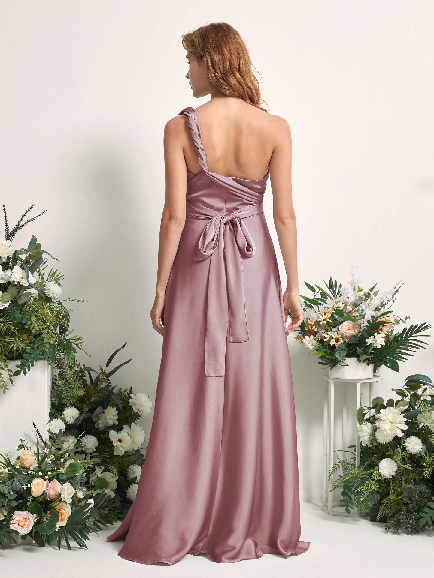 Mirabelle Rose Quartz Satin Maxi Dress