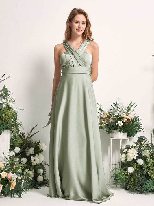 Mirabelle Sage Green Satin Maxi Dress