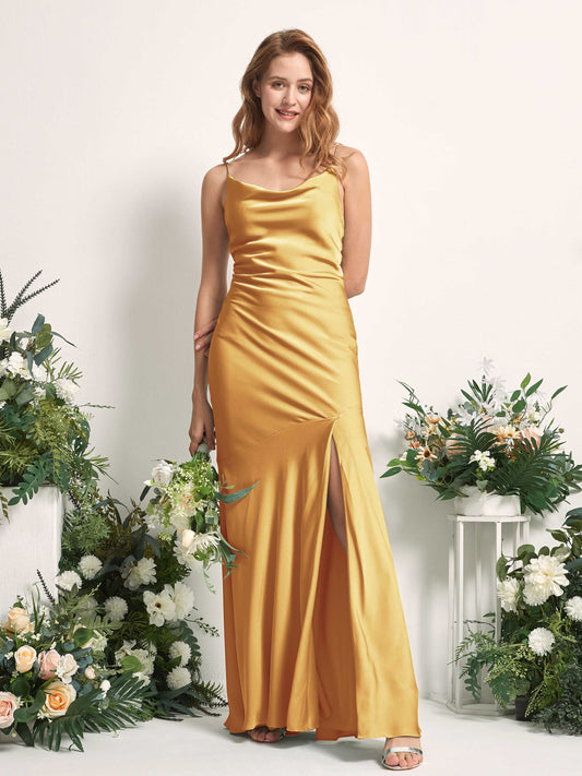 Miranda Canary Satin Sleeveless Maxi Dress