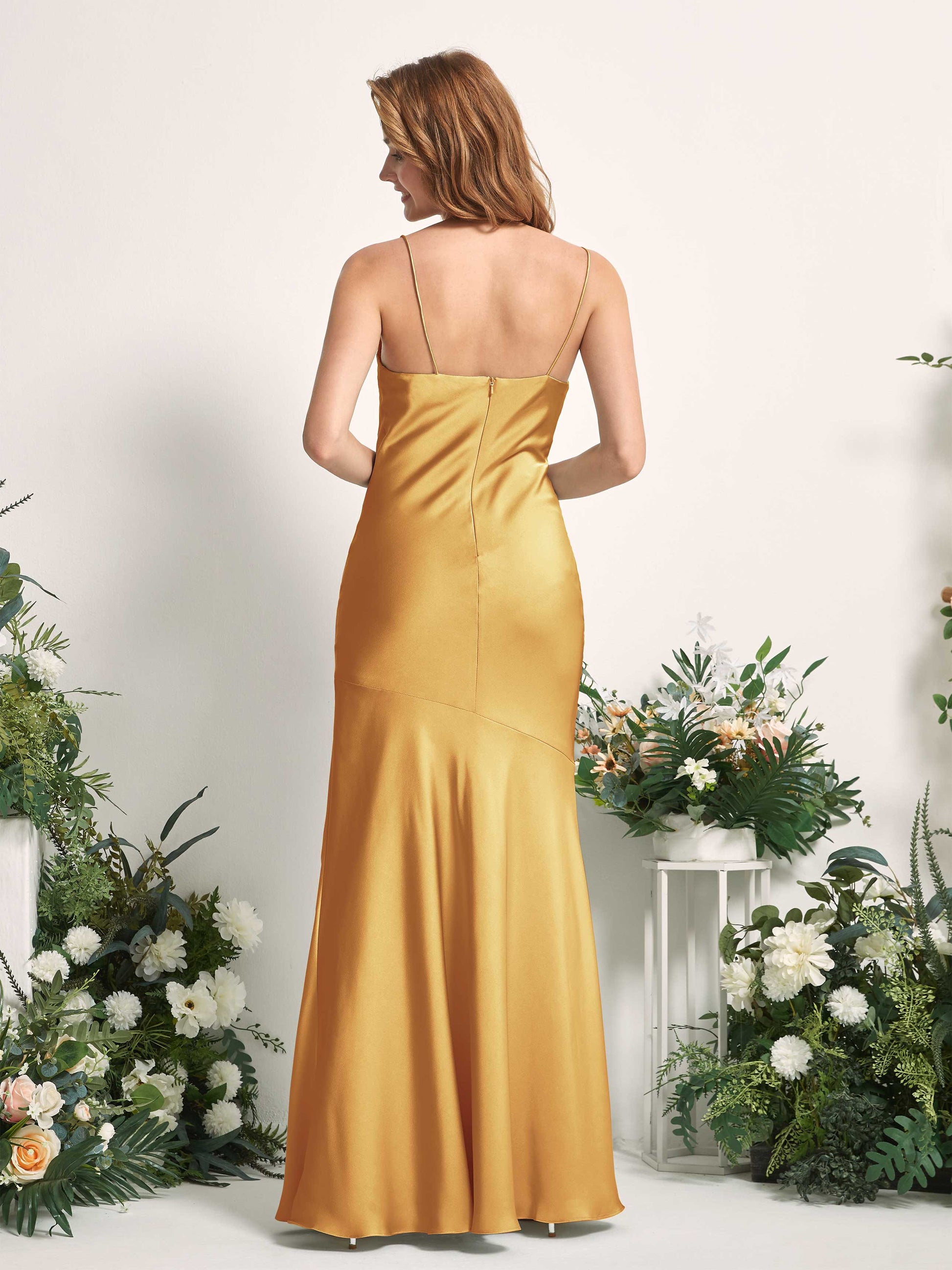 Miranda Canary Satin Sleeveless Maxi Dress