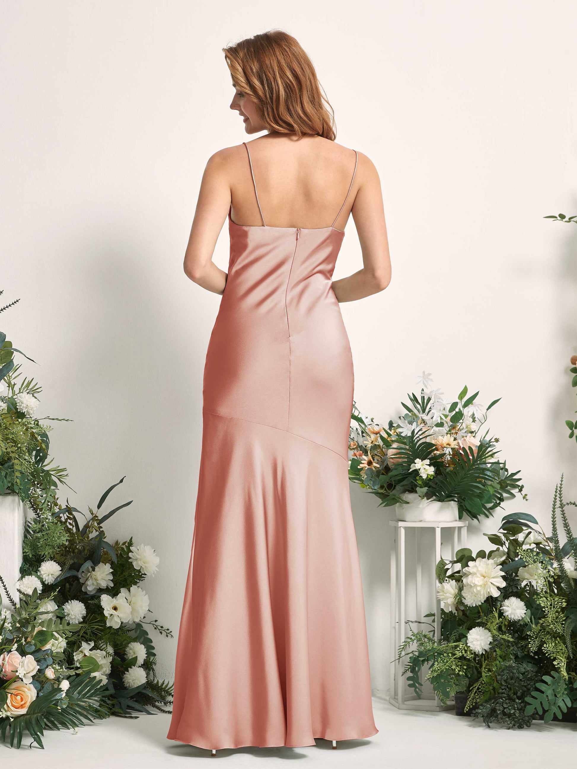 Miranda Cantaloupe Satin Sleeveless Maxi Dress