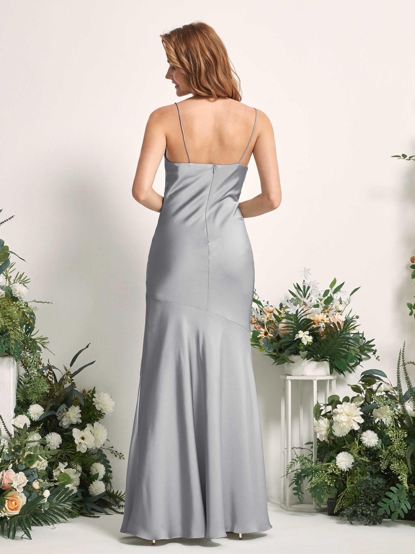 Miranda Dove Satin Sleeveless Maxi Dress