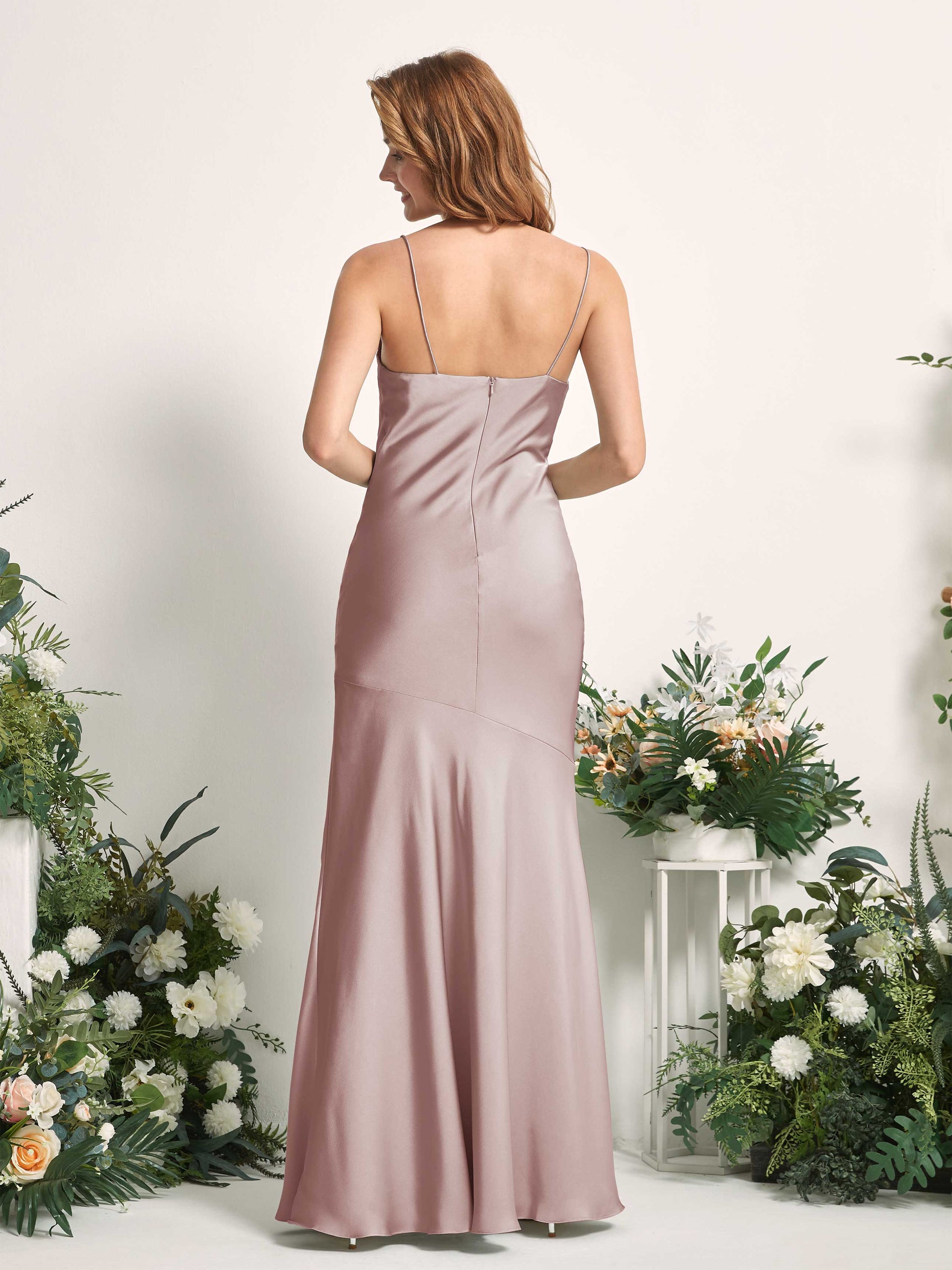 Miranda Dusty Rose Satin Sleeveless Maxi Dress