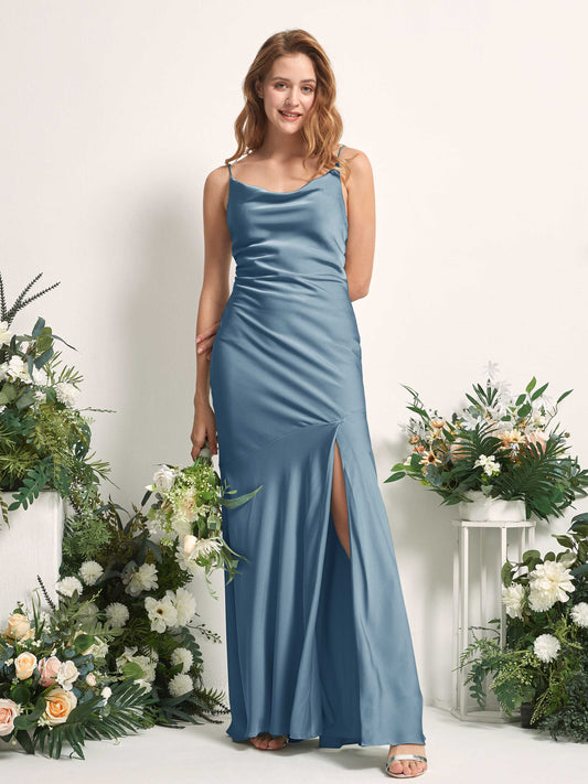 Miranda Ink blue Satin Sleeveless Maxi Dress