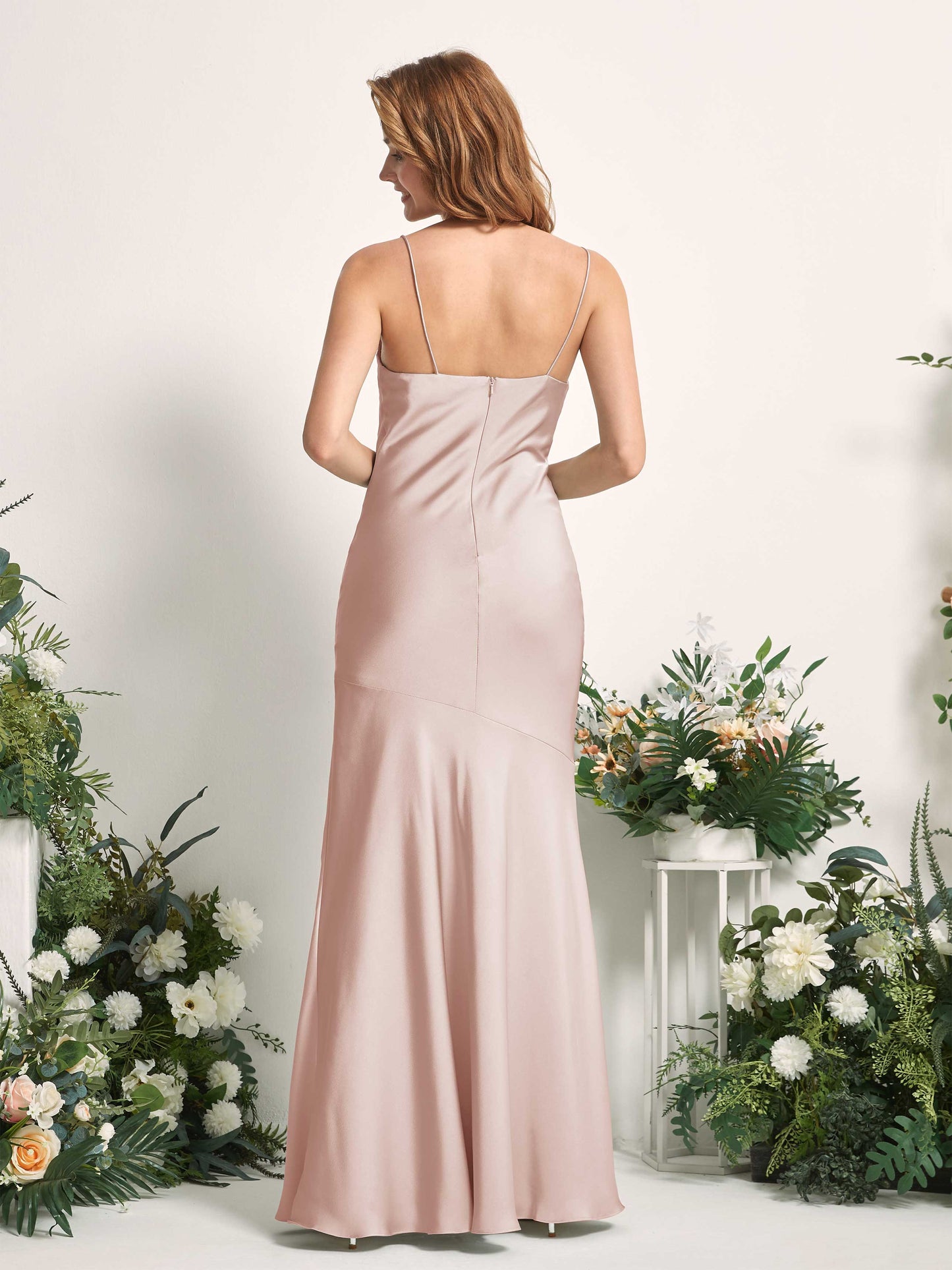 Miranda Pearl Pink Satin Sleeveless Maxi Dress