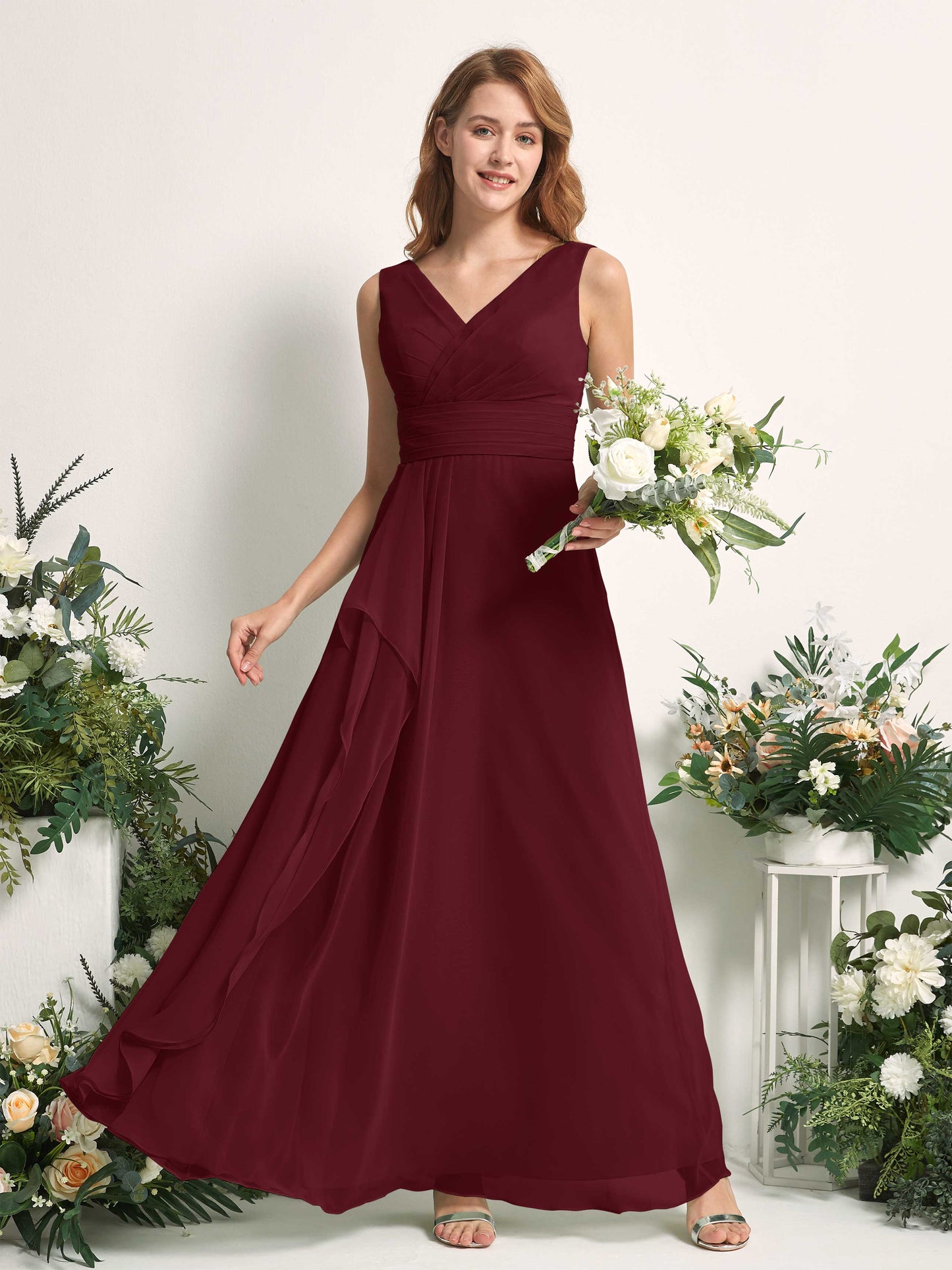 Mollie Burgundy Sleeveless Maxi Dress