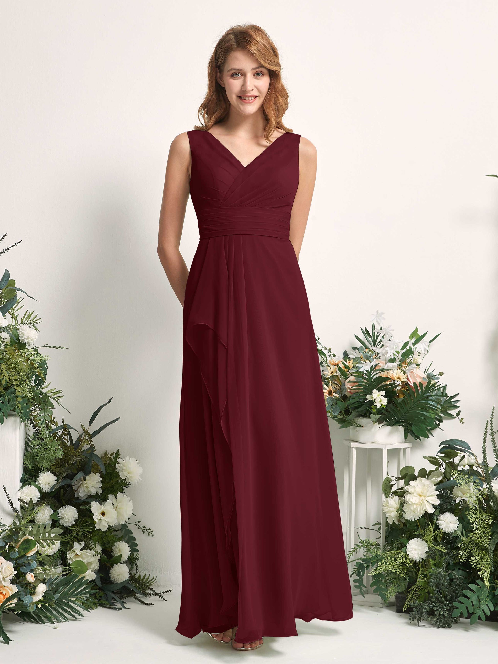 Mollie Burgundy Sleeveless Maxi Dress