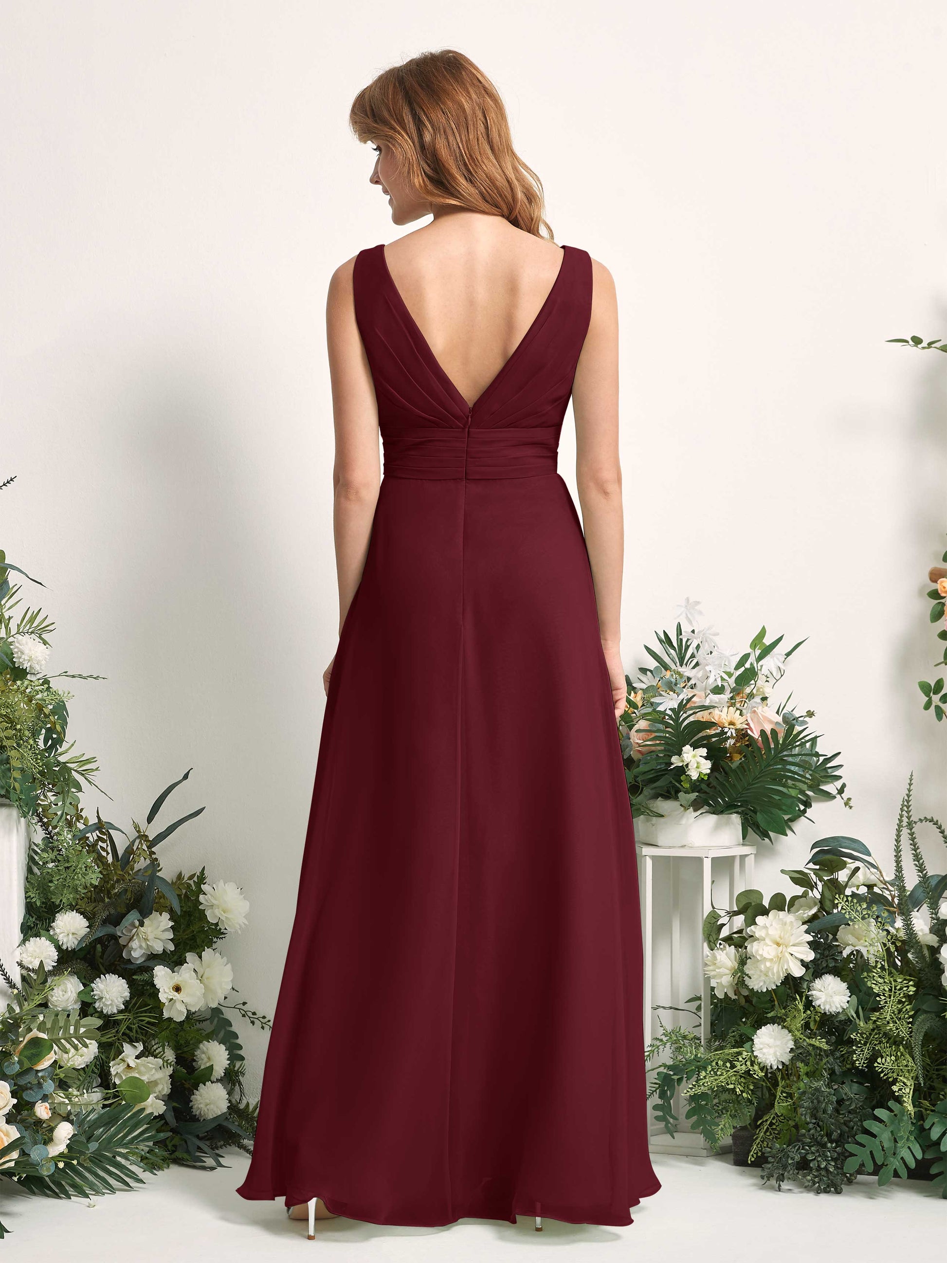 Mollie Burgundy Sleeveless Maxi Dress