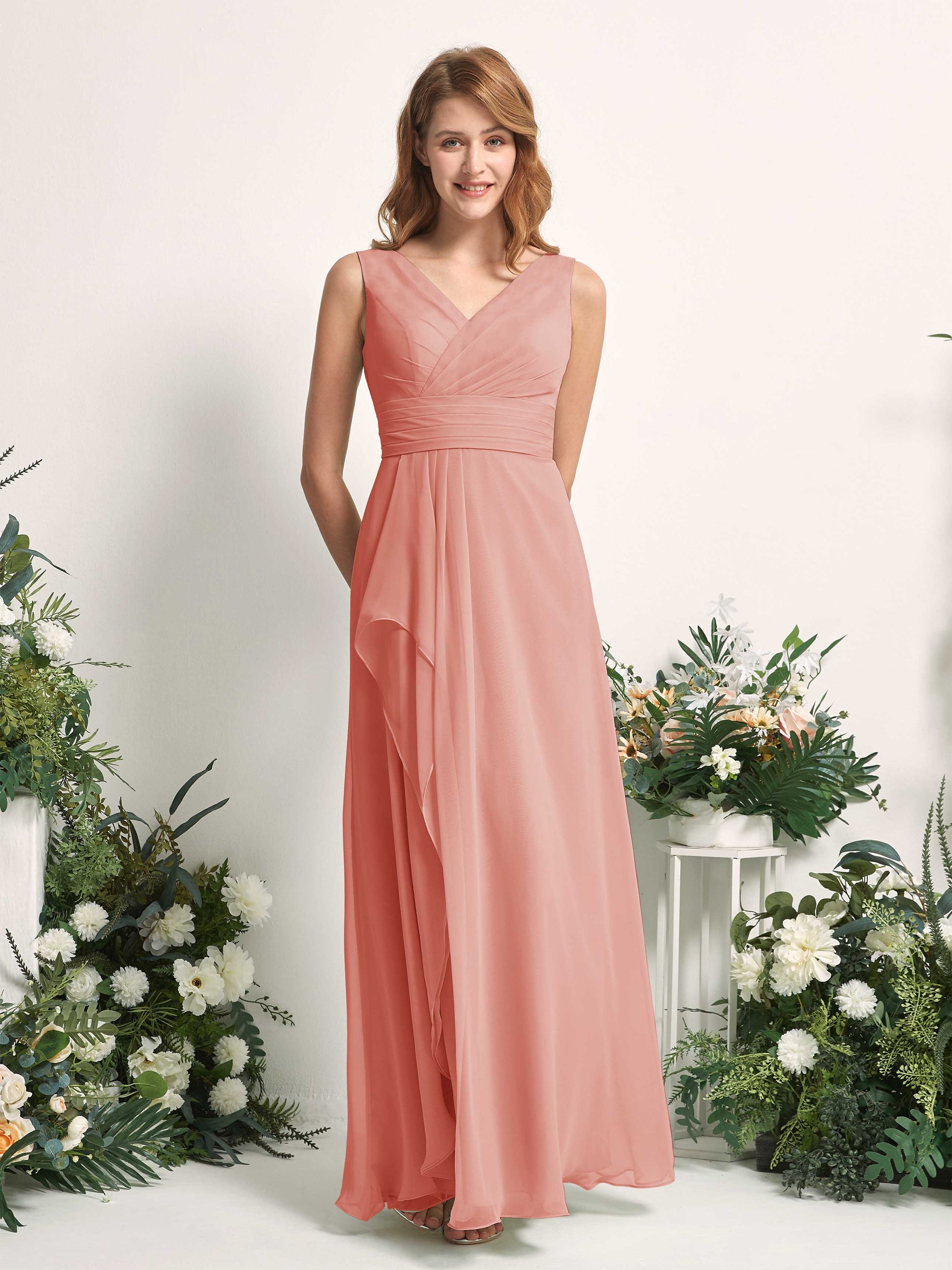 Mollie Champagne Rose Sleeveless Maxi Dress