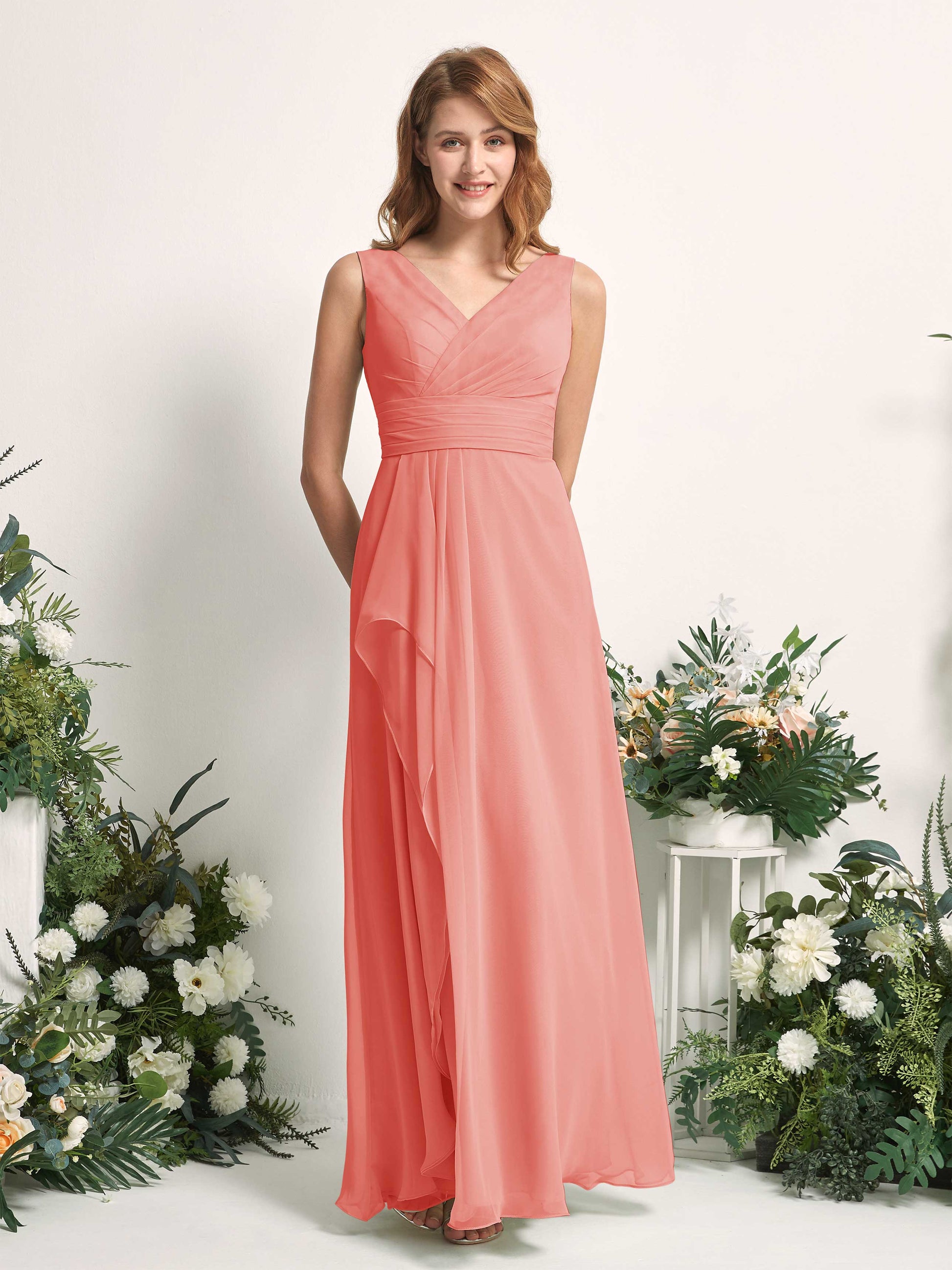 Mollie Peach Pink Sleeveless Maxi Dress