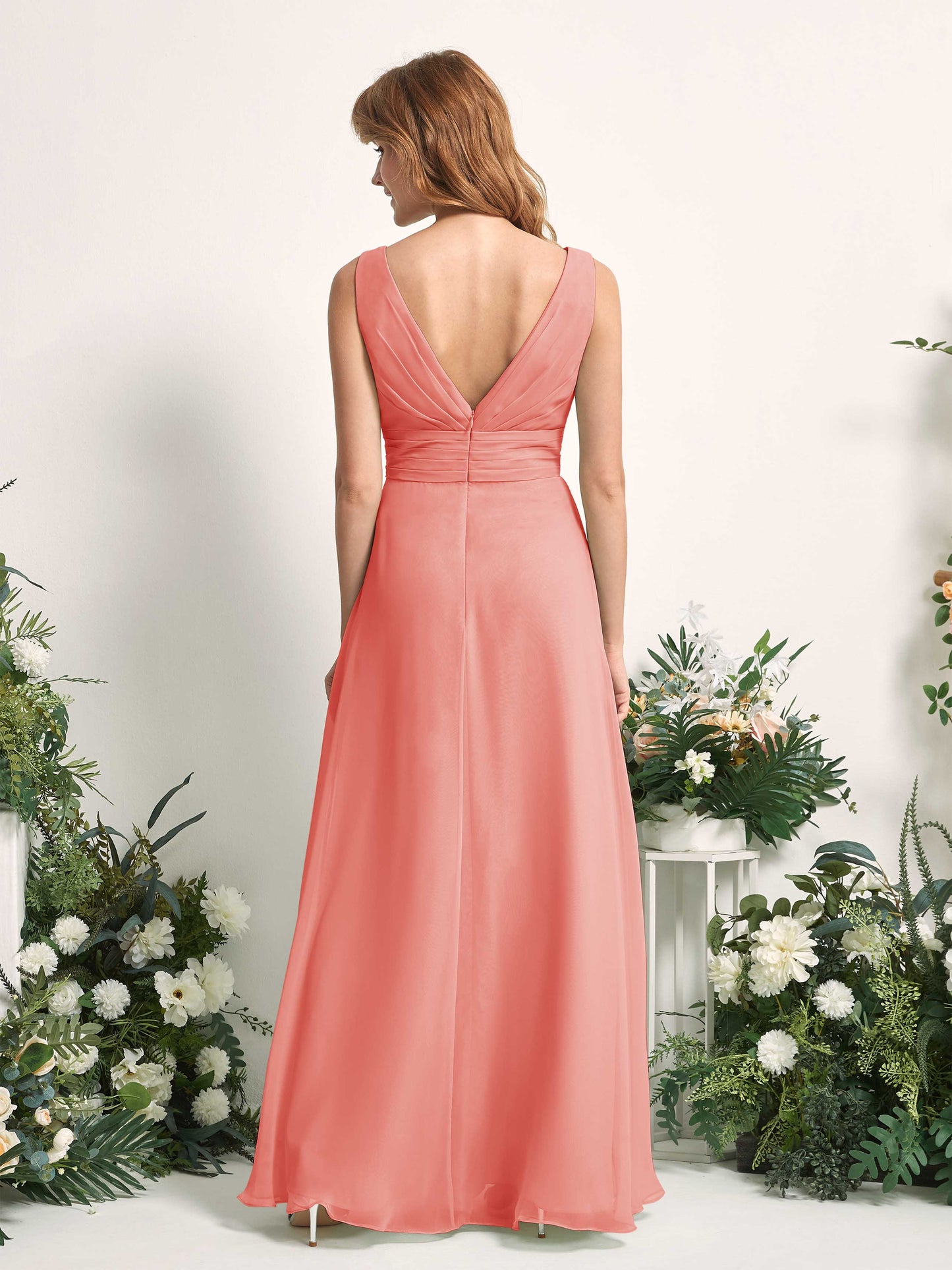 Mollie Peach Pink Sleeveless Maxi Dress