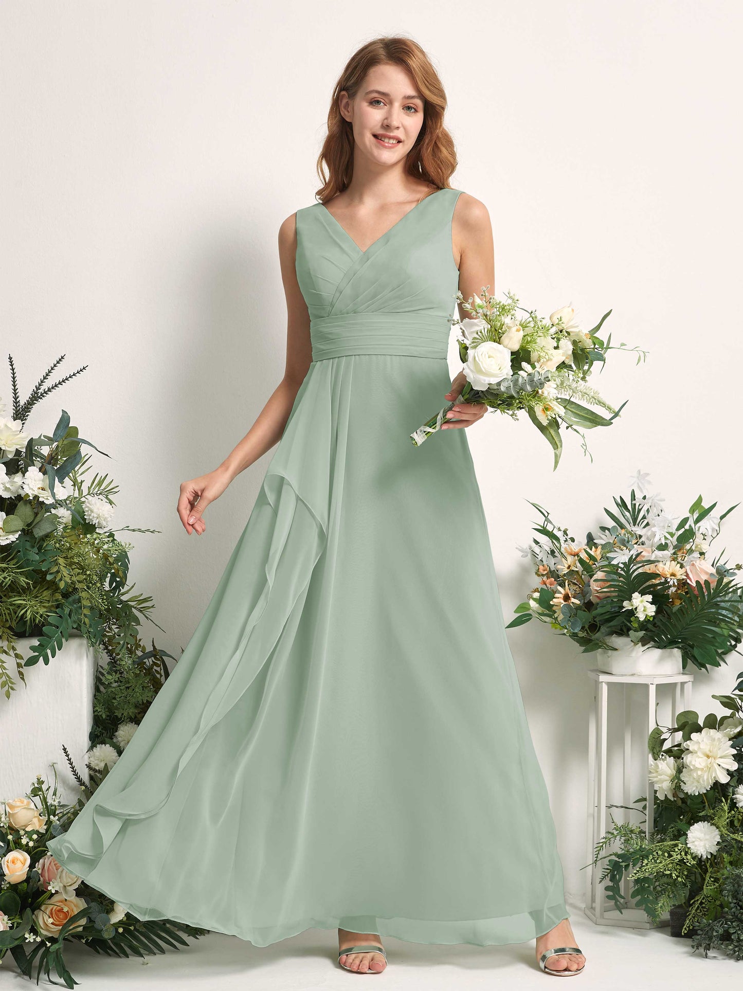 Mollie Sage Green Sleeveless Maxi Dress