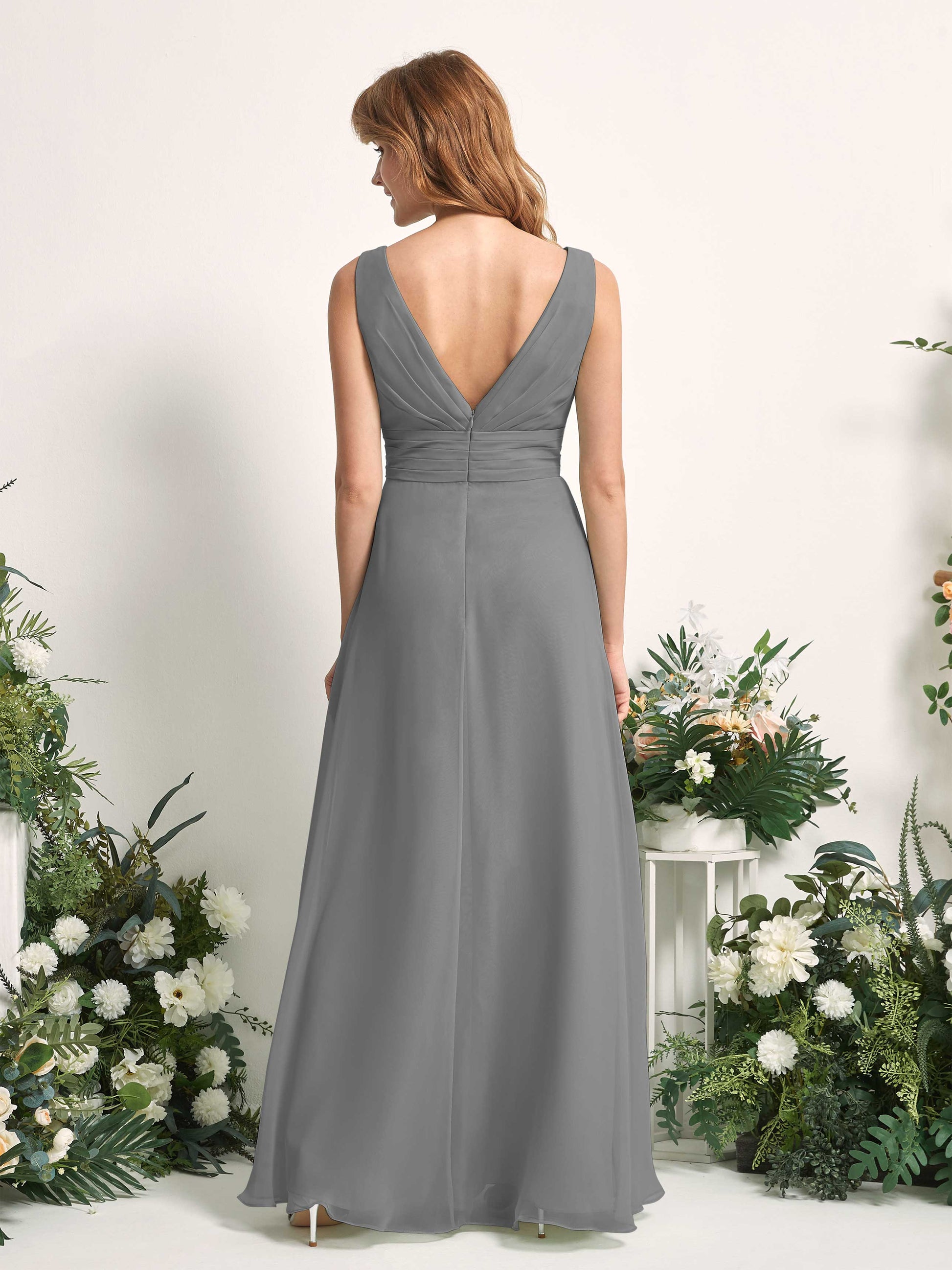 Mollie Steel Gray Sleeveless Maxi Dress